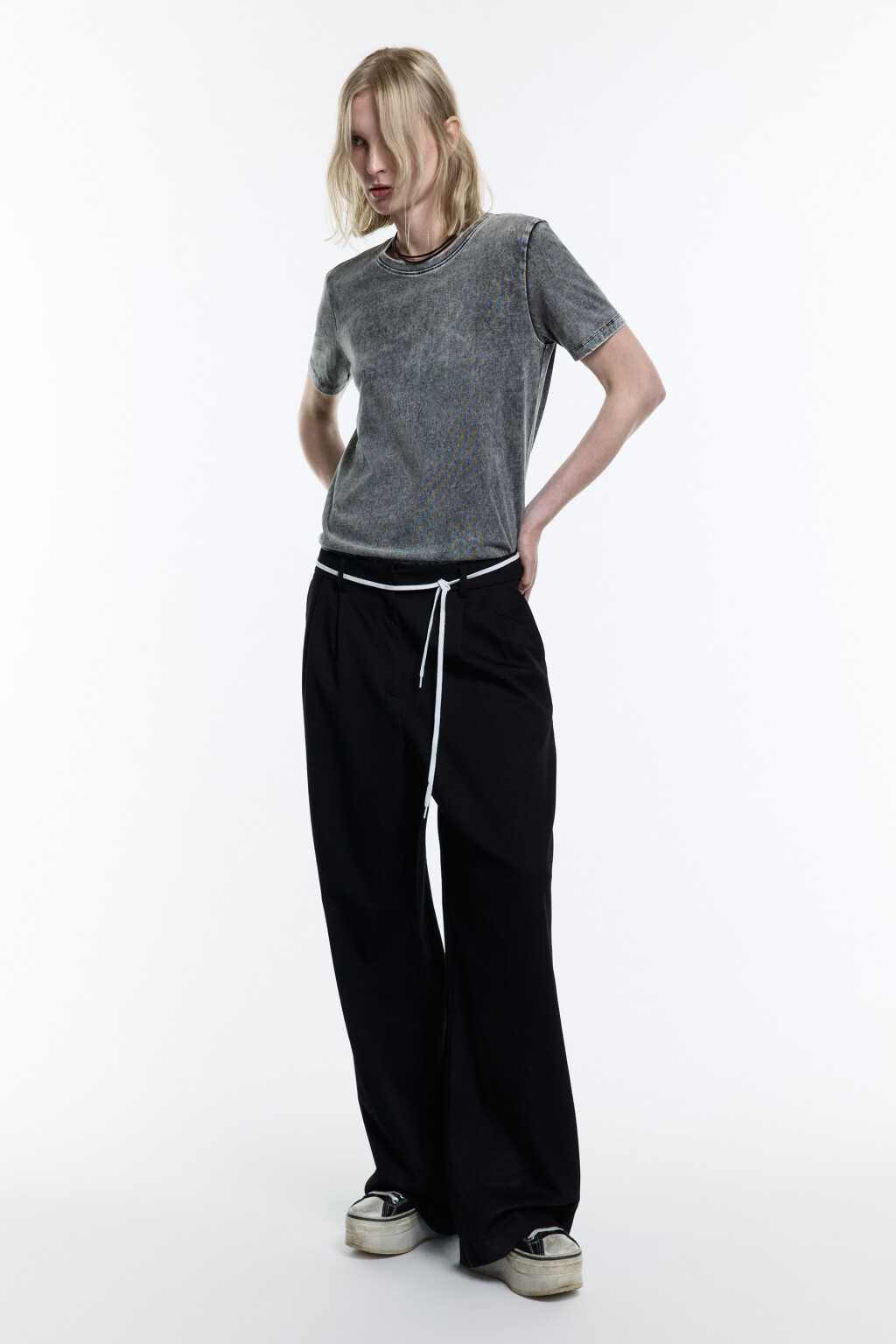 Футболка хлопковая с вареным эффектом - цвет серый - 5