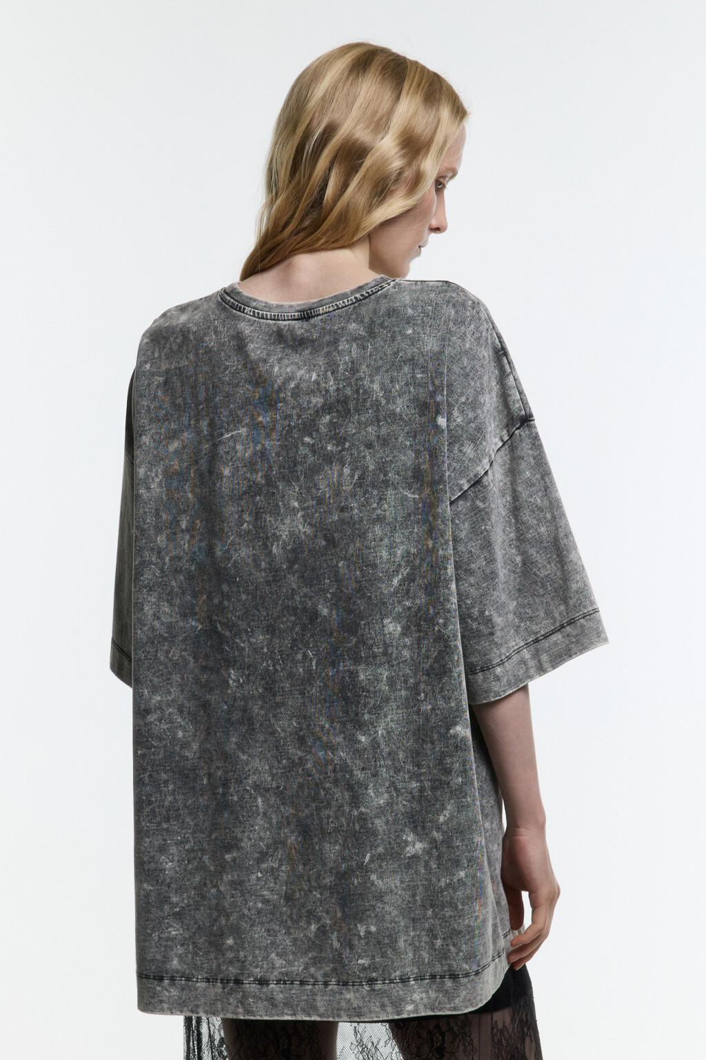 Футболка oversize хлопковая с вареным эффектом - цвет серый - 4