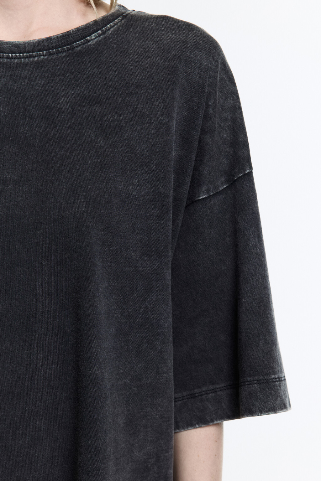 Футболка oversize хлопковая с вареным эффектом - цвет черный - 7
