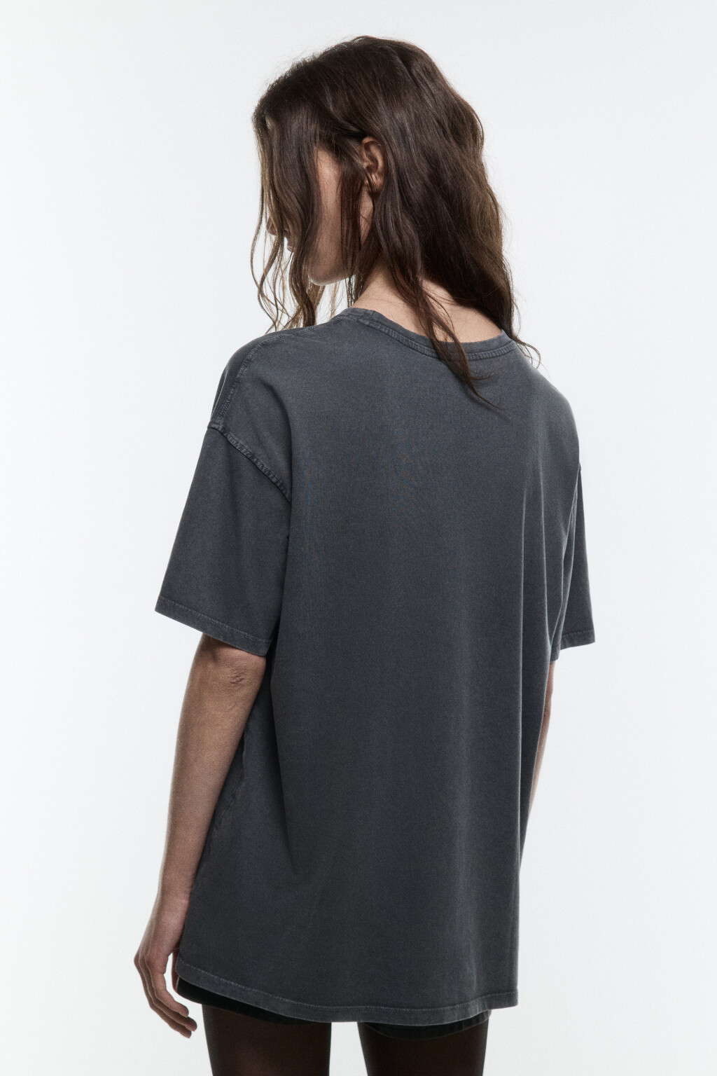 Футболка удлиненная с принтом в стиле гранж - цвет серый - 5