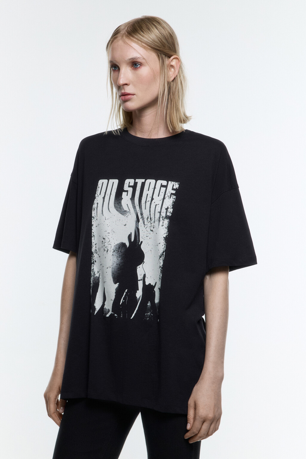 Футболка удлиненная с принтом в стиле гранж - цвет черный - 3