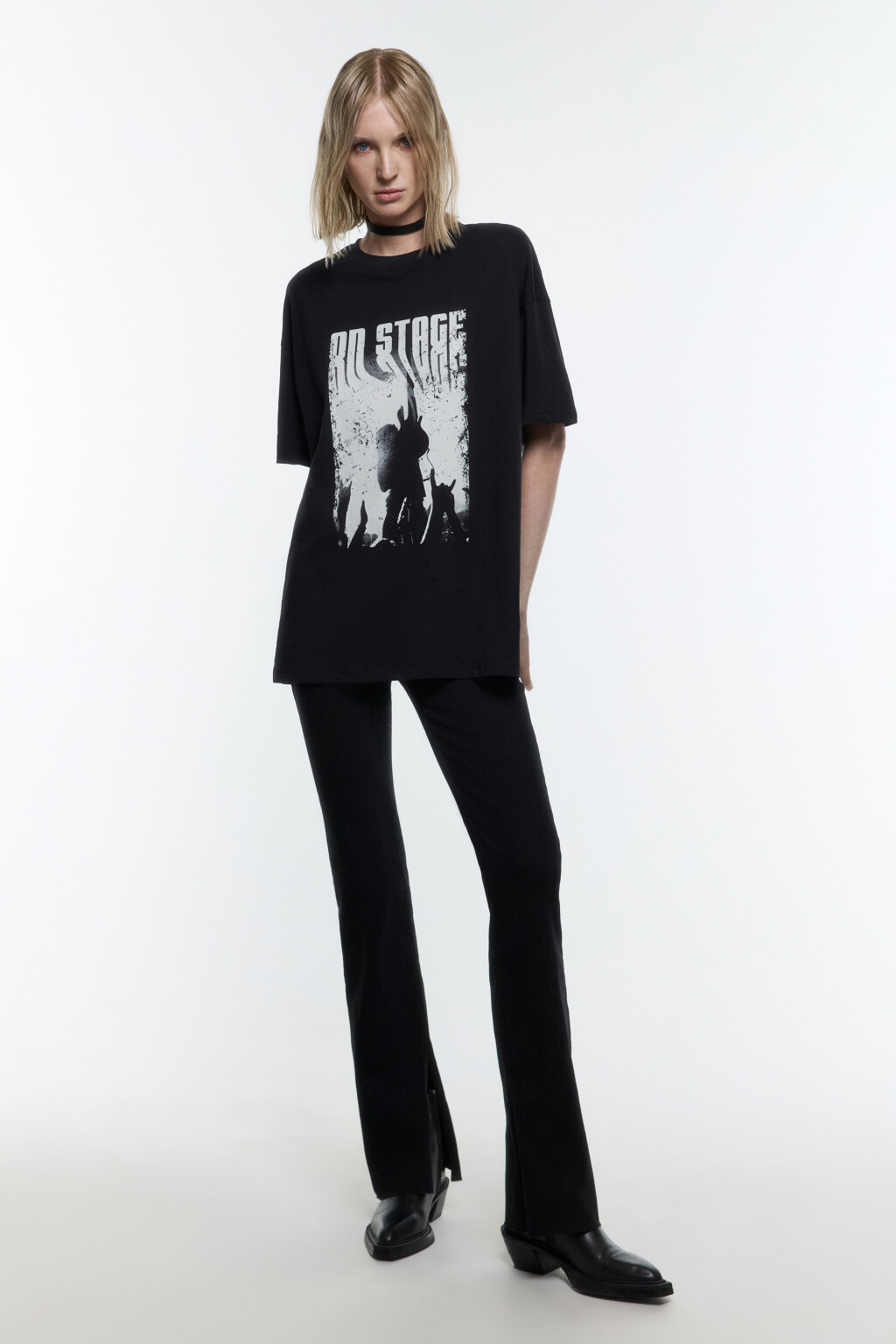 Футболка удлиненная с принтом в стиле гранж - цвет черный - 5
