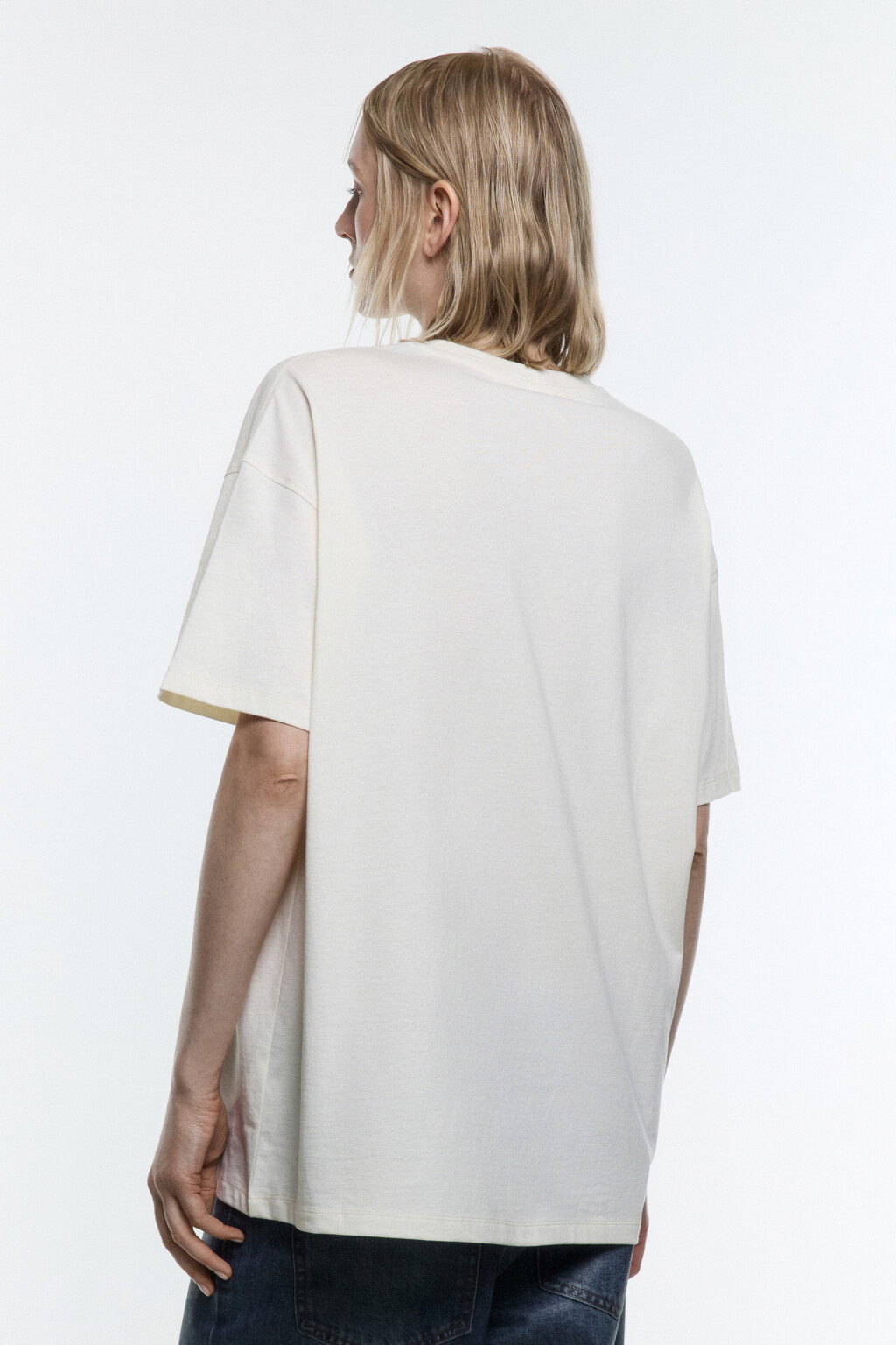 Футболка удлиненная с принтом в стиле гранж - цвет бежевый - 5