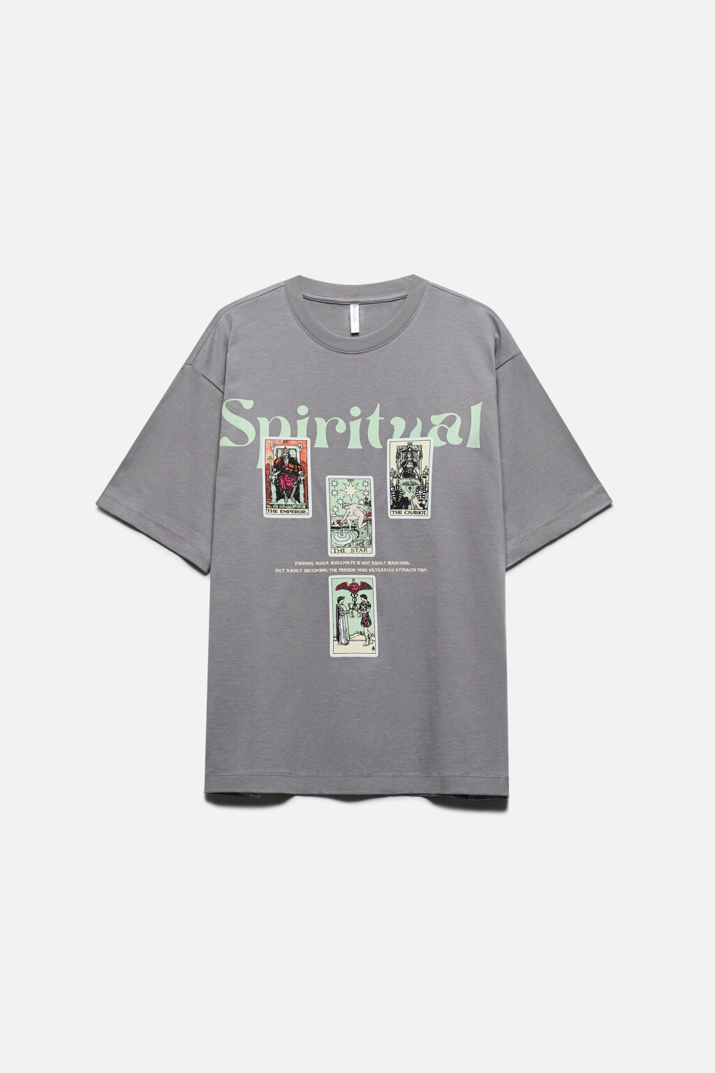 Футболка хлопковая с принтом в стиле таро - цвет серый - 9