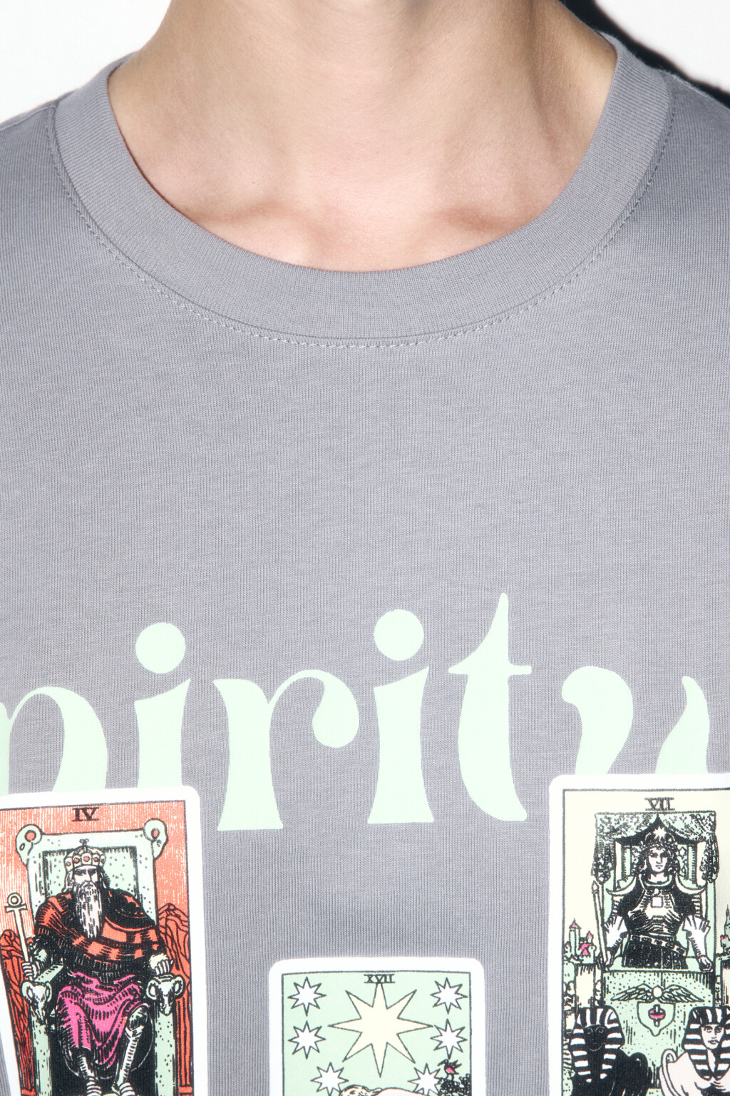 Футболка хлопковая с принтом в стиле таро - цвет серый - 6