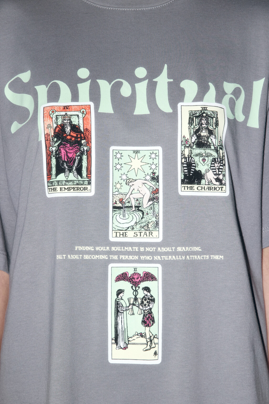 Футболка хлопковая с принтом в стиле таро - цвет серый - 8