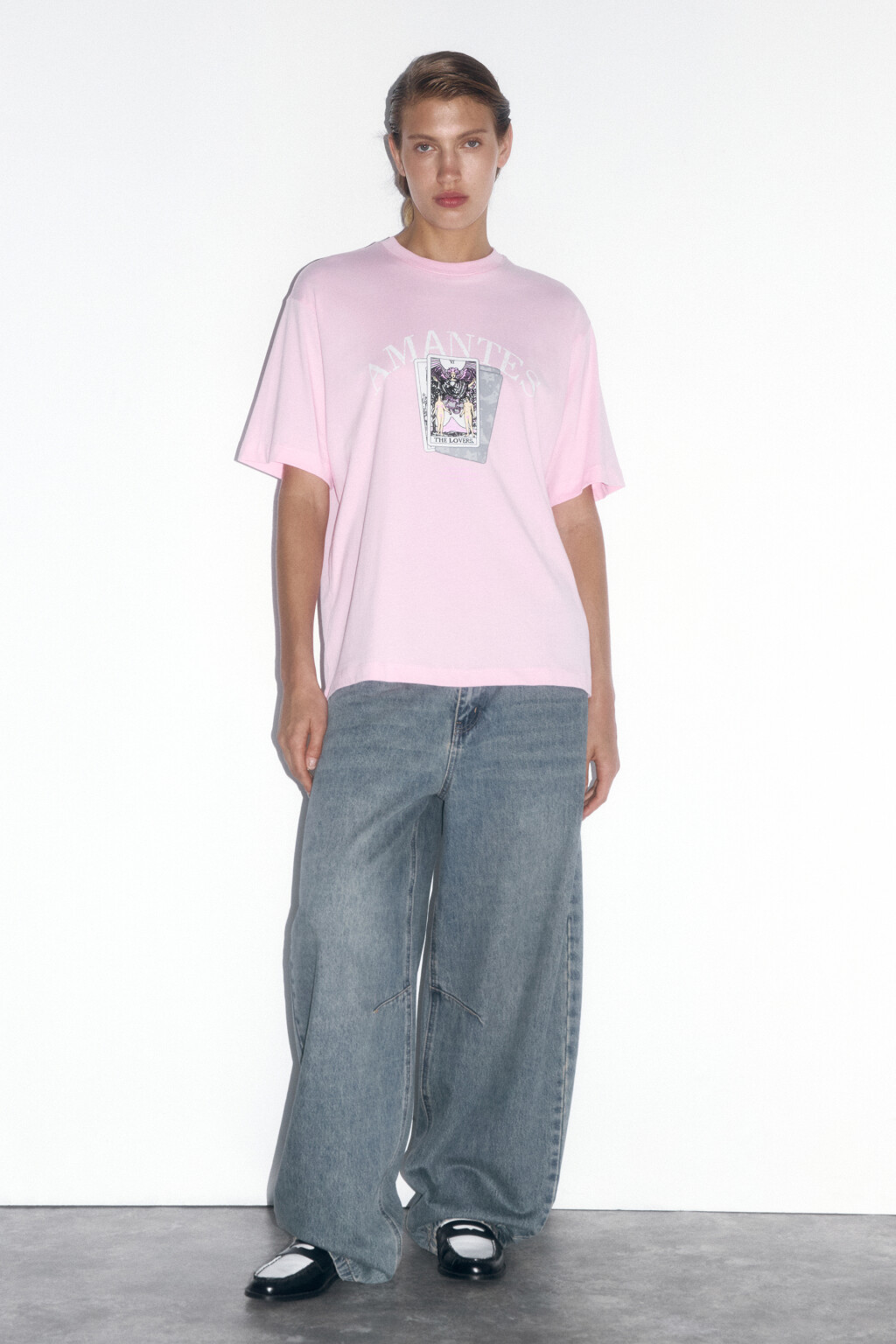 Футболка хлопковая с принтом в стиле таро - цвет розовый - 5