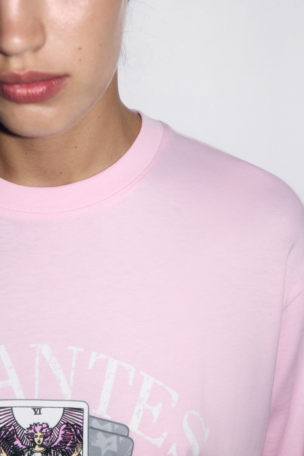 Футболка хлопковая с принтом в стиле таро - цвет розовый - 7