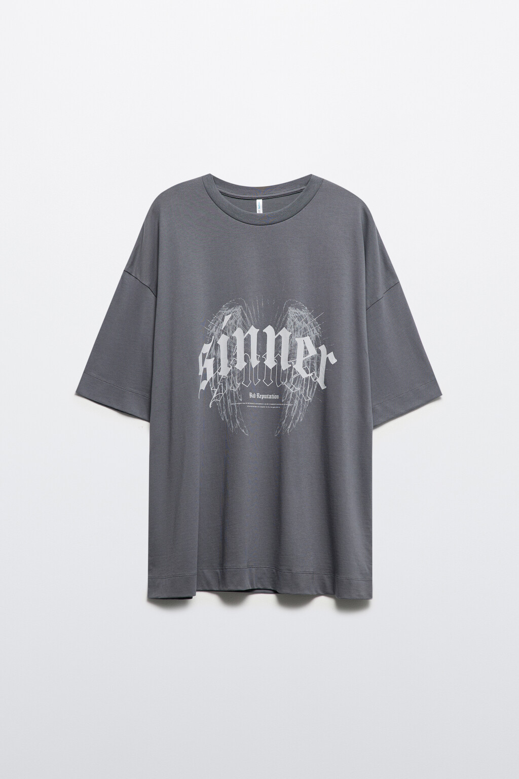 Футболка хлопковая с принтом в стиле гранж - цвет серый - 8