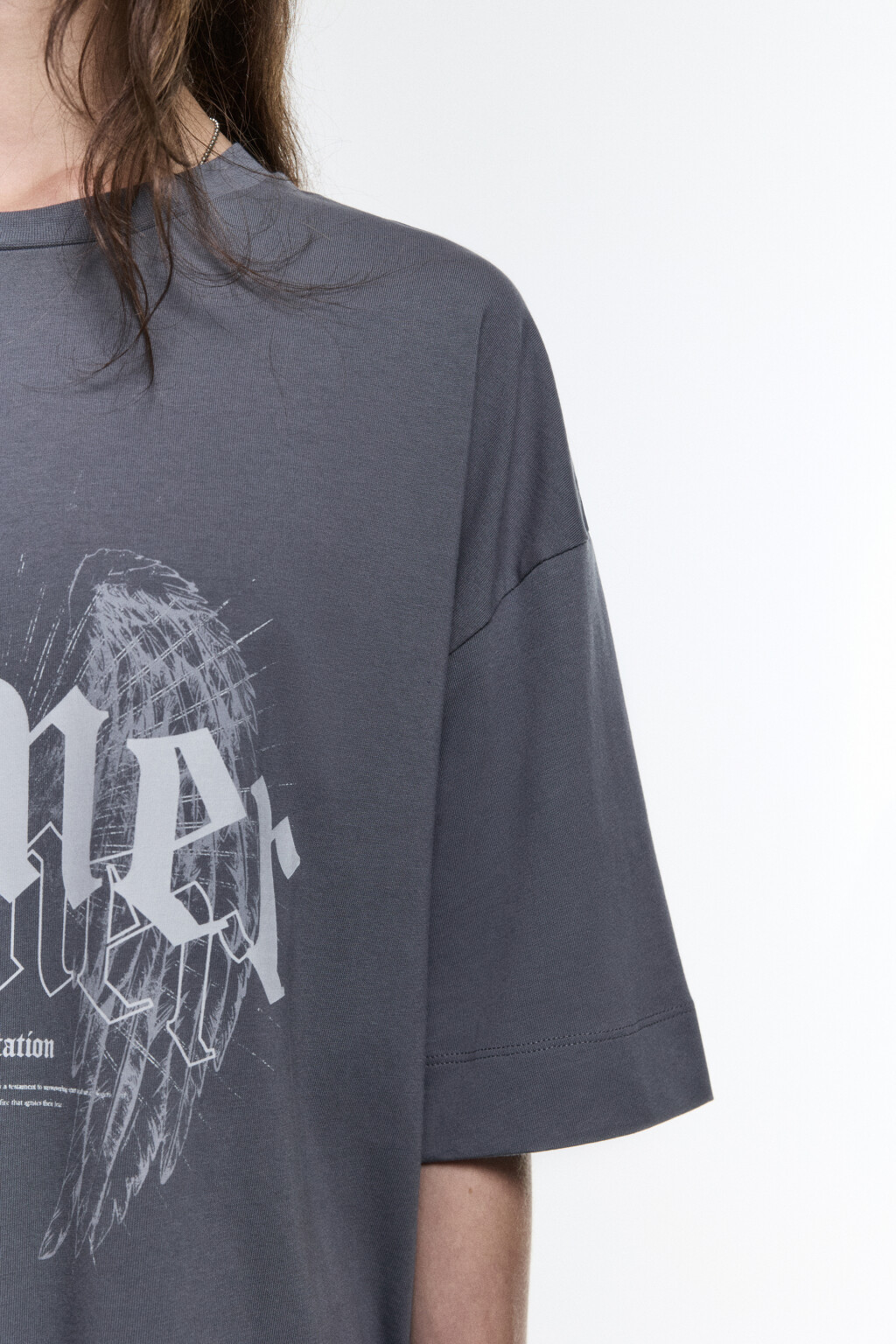 Футболка хлопковая с принтом в стиле гранж - цвет серый - 7