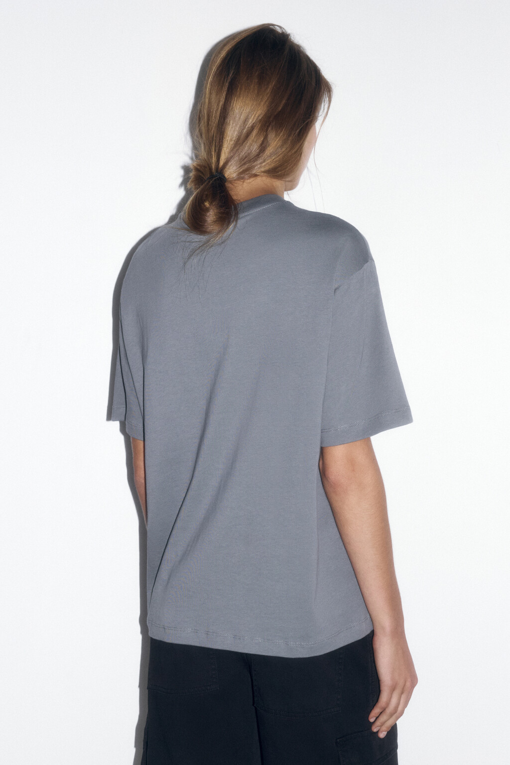 Футболка прямая хлопковая с принтом - цвет серый - 4