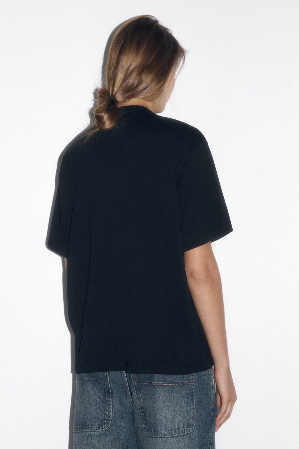 Футболка прямая хлопковая с принтом - цвет черный - 4