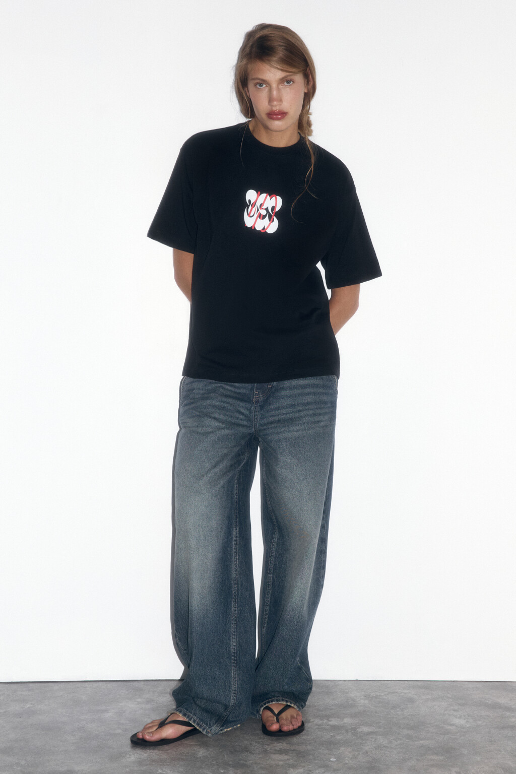 Футболка прямая хлопковая с принтом - цвет черный - 5