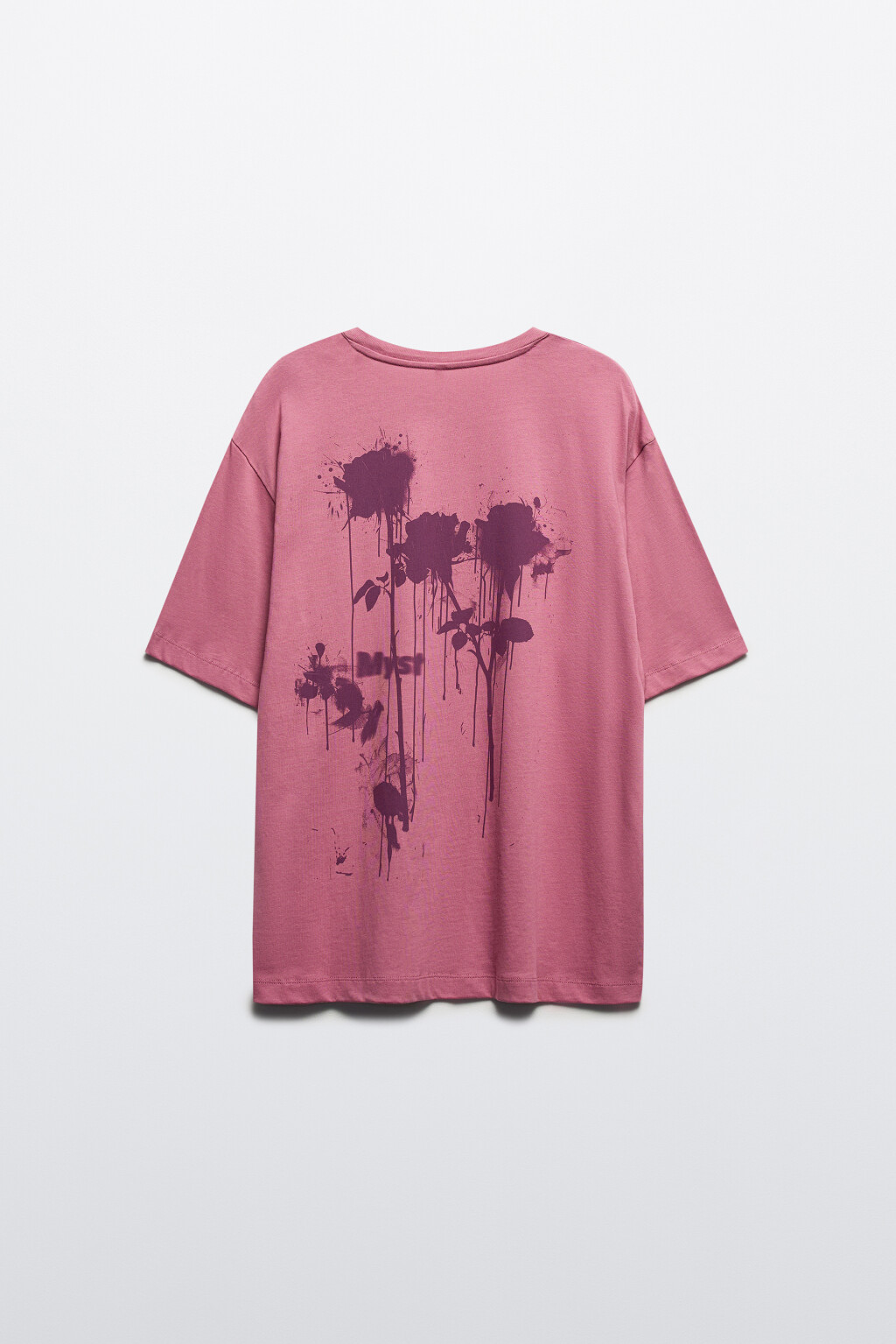 Футболка хлопковая с принтом-абстракцией - цвет розовый - 2