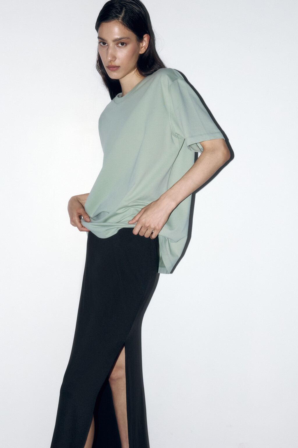 Футболка базовая из хлопкового футера - цвет мятный - 1