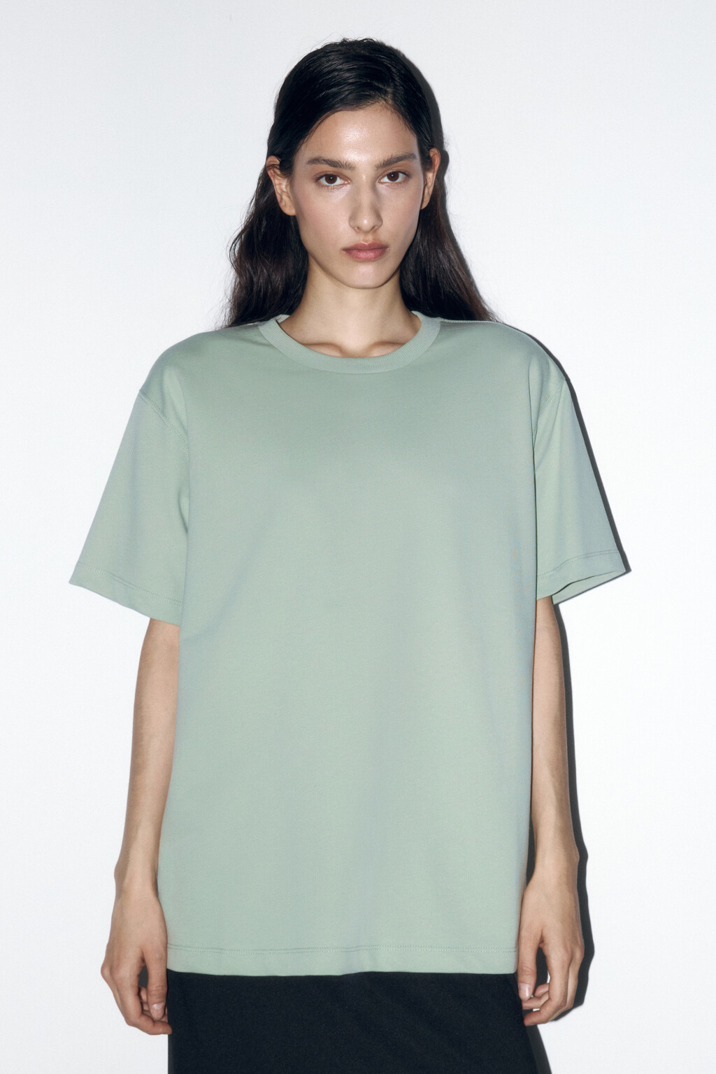 Футболка базовая из хлопкового футера - цвет мятный - 2