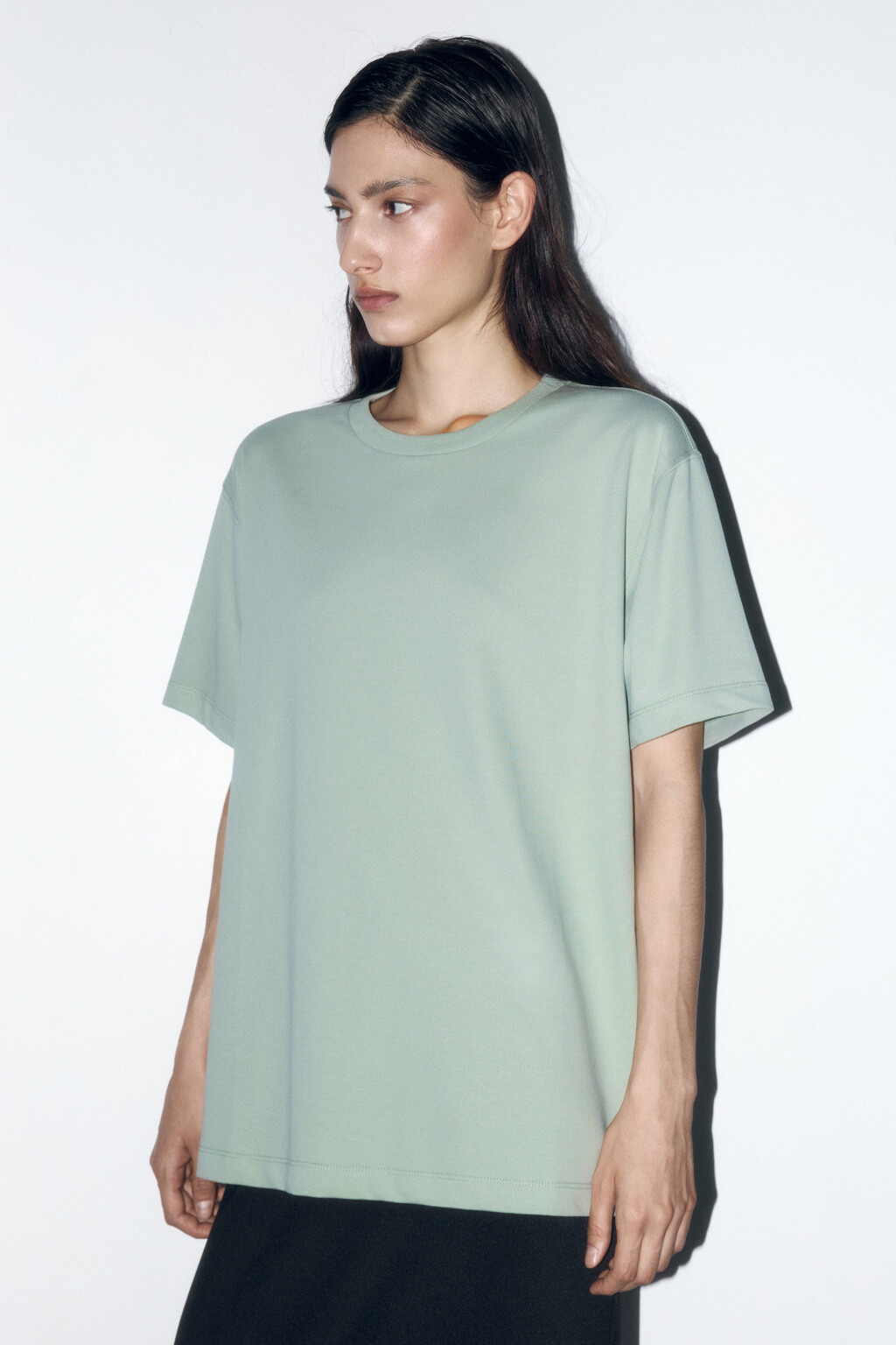 Футболка базовая из хлопкового футера - цвет мятный - 3
