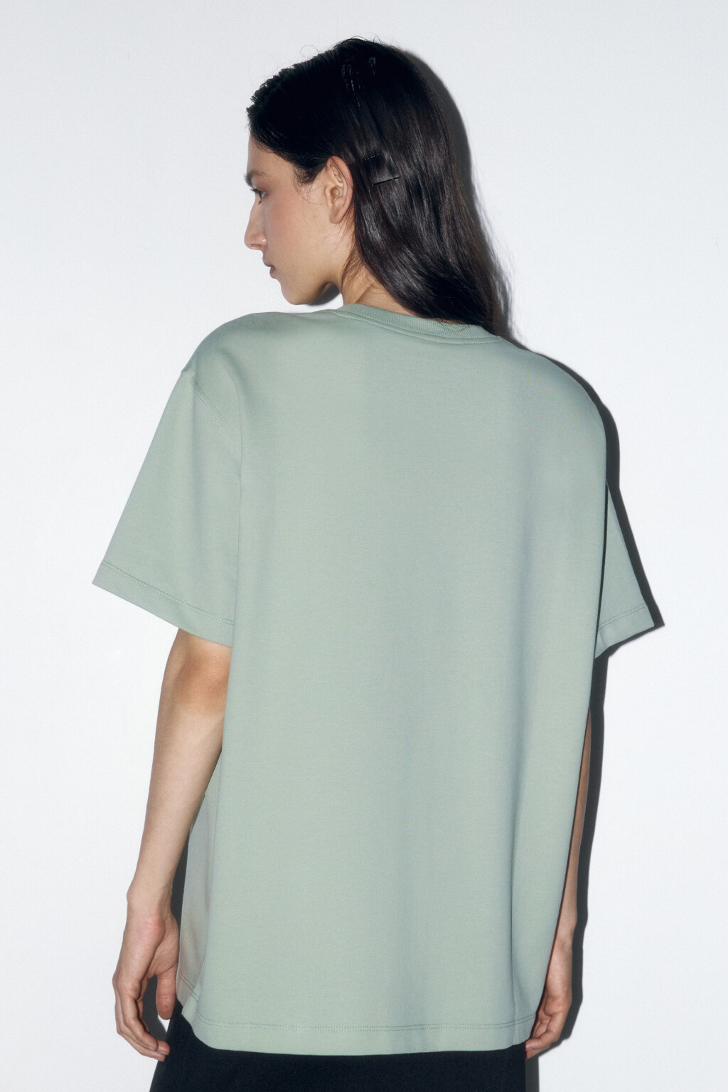 Футболка базовая из хлопкового футера - цвет мятный - 4