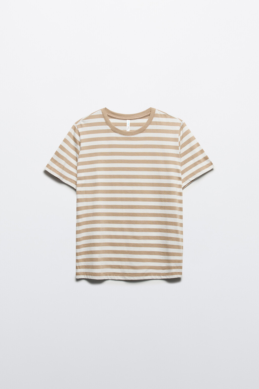Футболка прямая хлопковая в полоску - цвет бежевый - 7