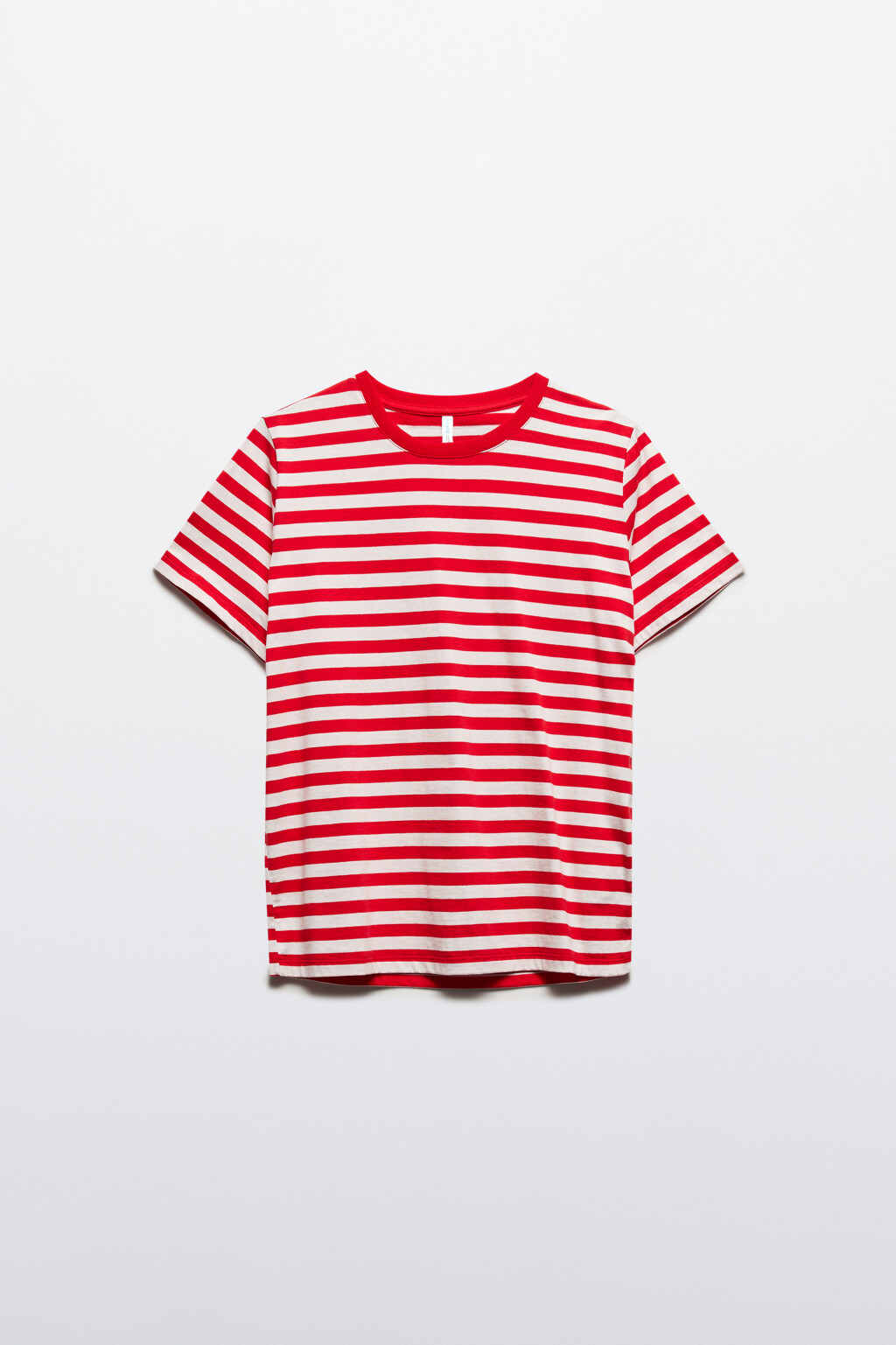 Футболка прямая хлопковая в полоску - цвет красный - 7