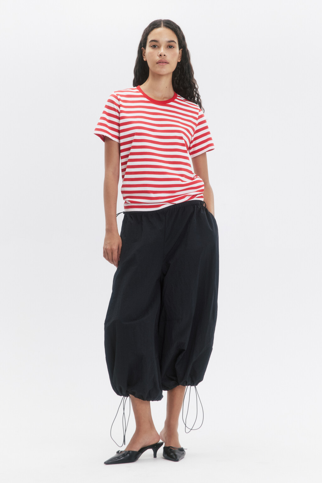 Футболка прямая хлопковая в полоску - цвет красный - 4