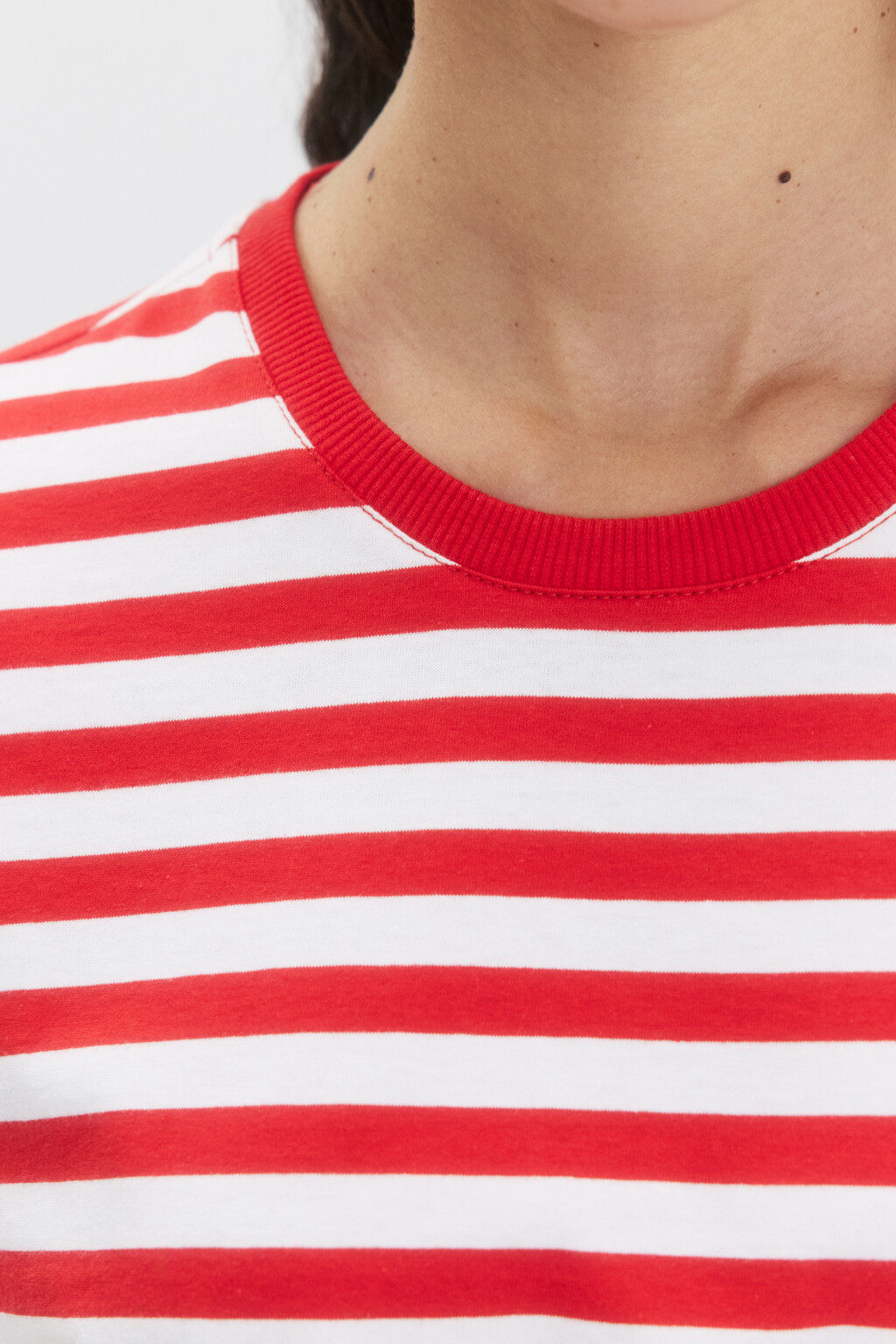 Футболка прямая хлопковая в полоску - цвет красный - 5