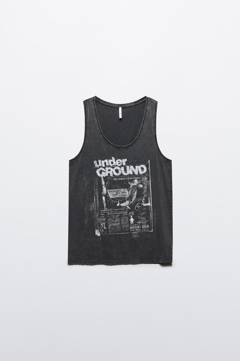 Майка хлопковая с принтом в стиле гранж - цвет серый - 8