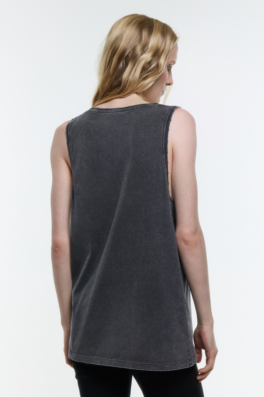 Майка хлопковая с принтом в стиле гранж - цвет серый - 4