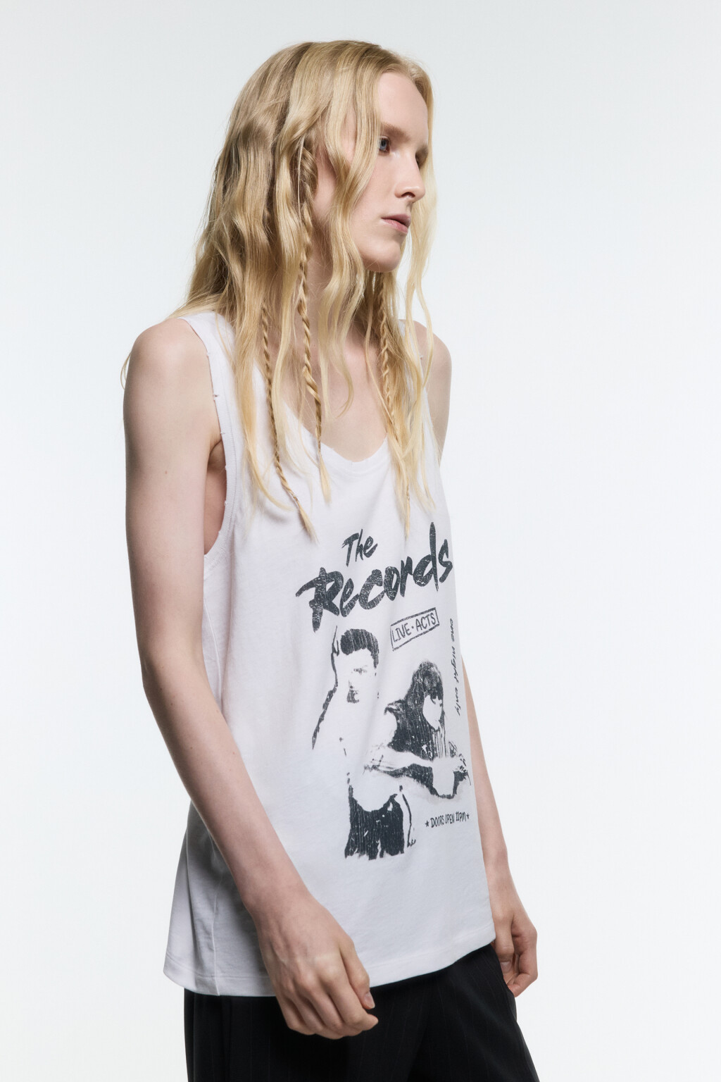 Майка хлопковая с принтом в стиле гранж - цвет белый - 4