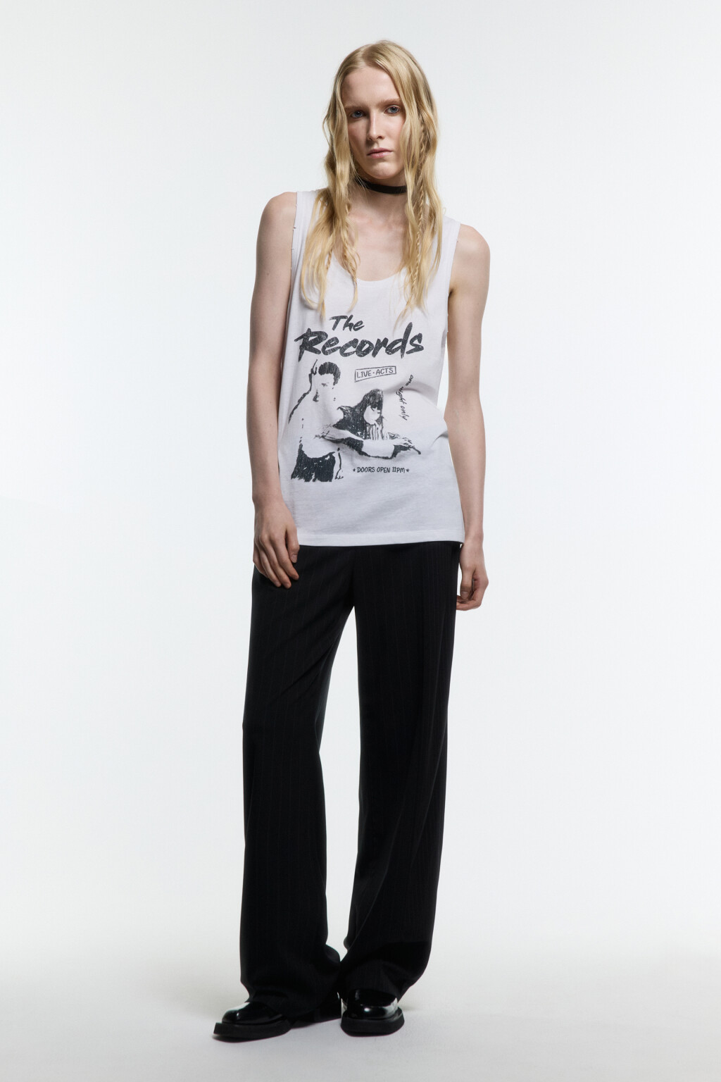 Майка хлопковая с принтом в стиле гранж - цвет белый - 6