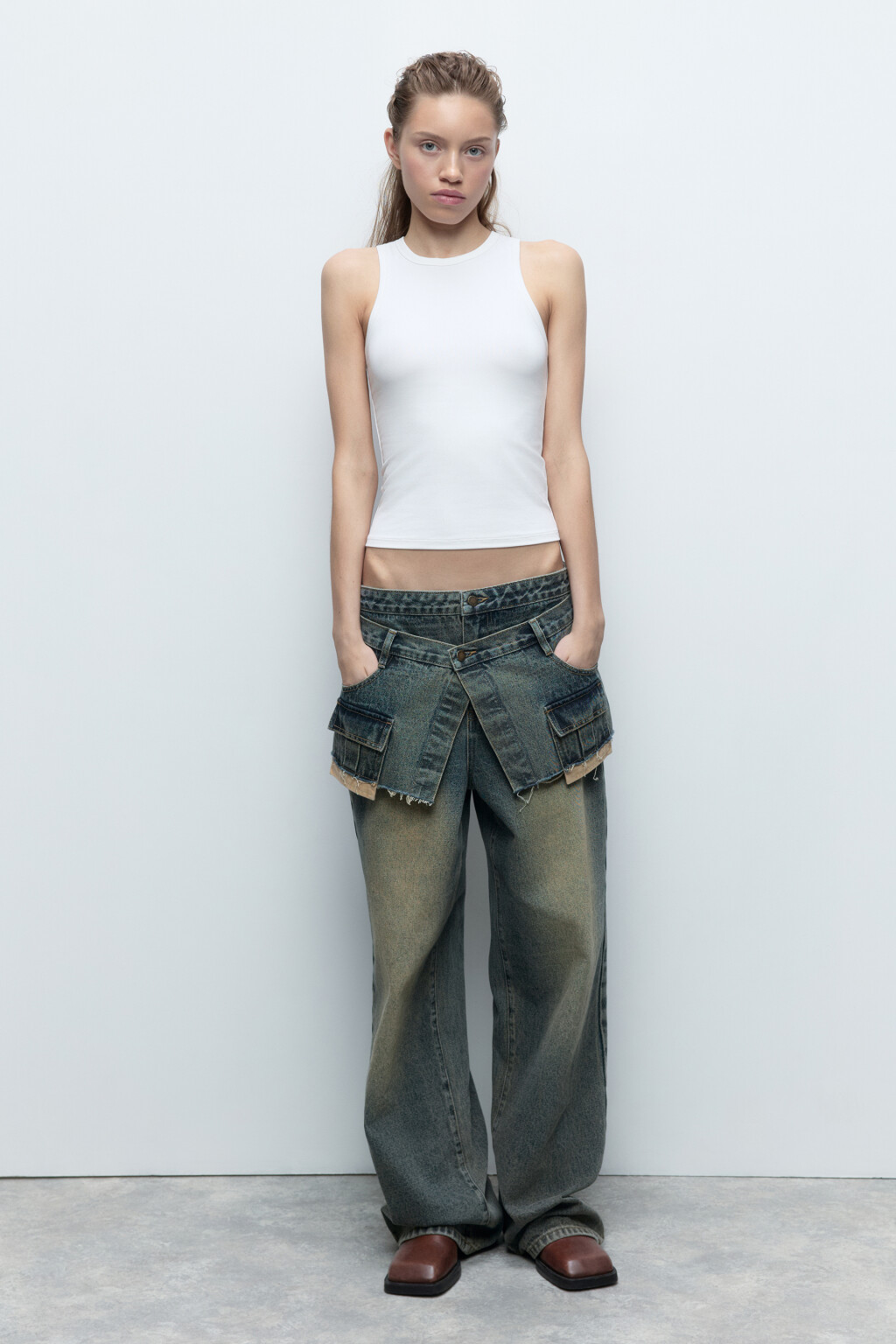 Майка облегающая из гладкого трикотажа - цвет белый - 6