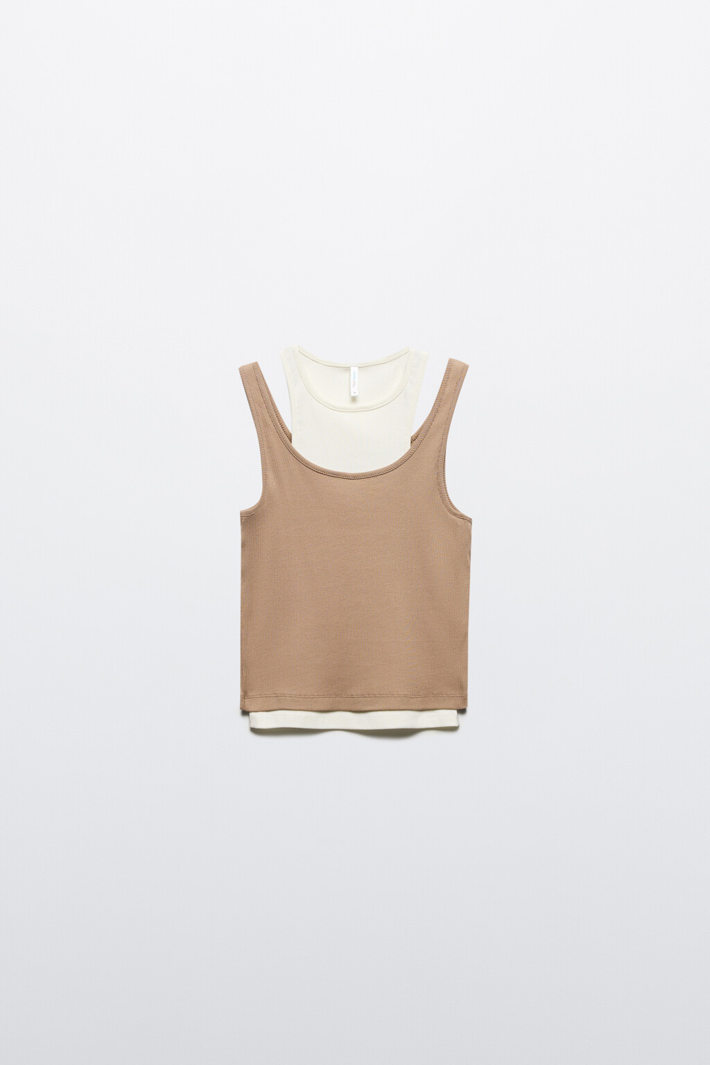 Майка хлопковая двуслойная в рубчик - цвет бежевый - 8