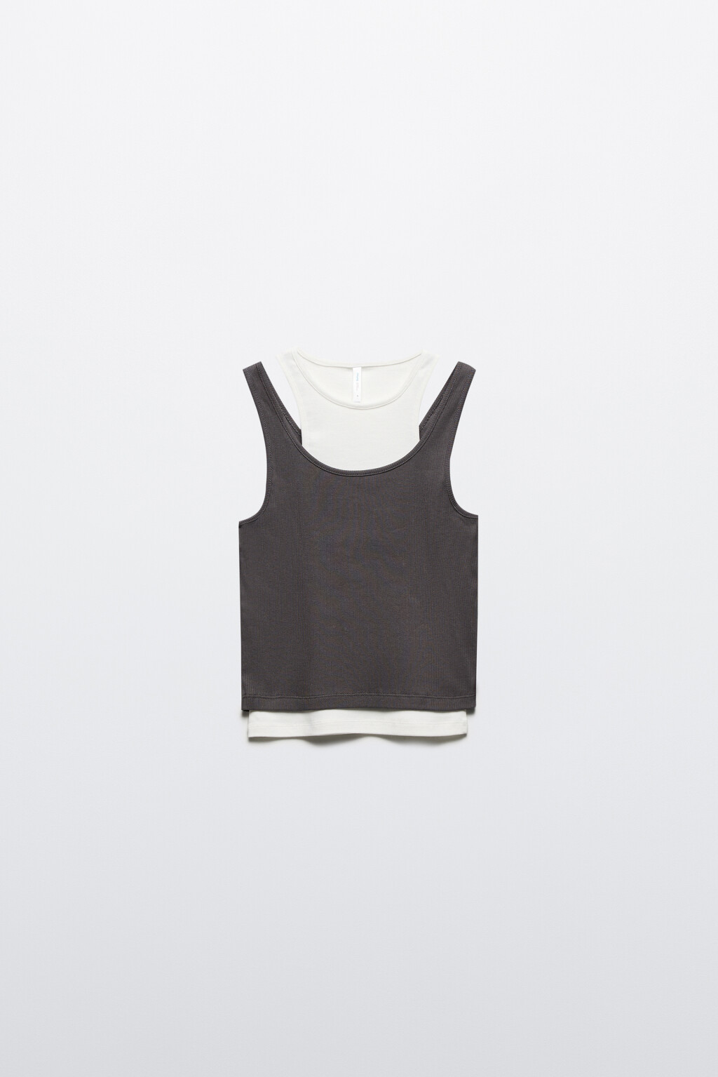 Майка хлопковая двуслойная в рубчик - цвет серый - 8