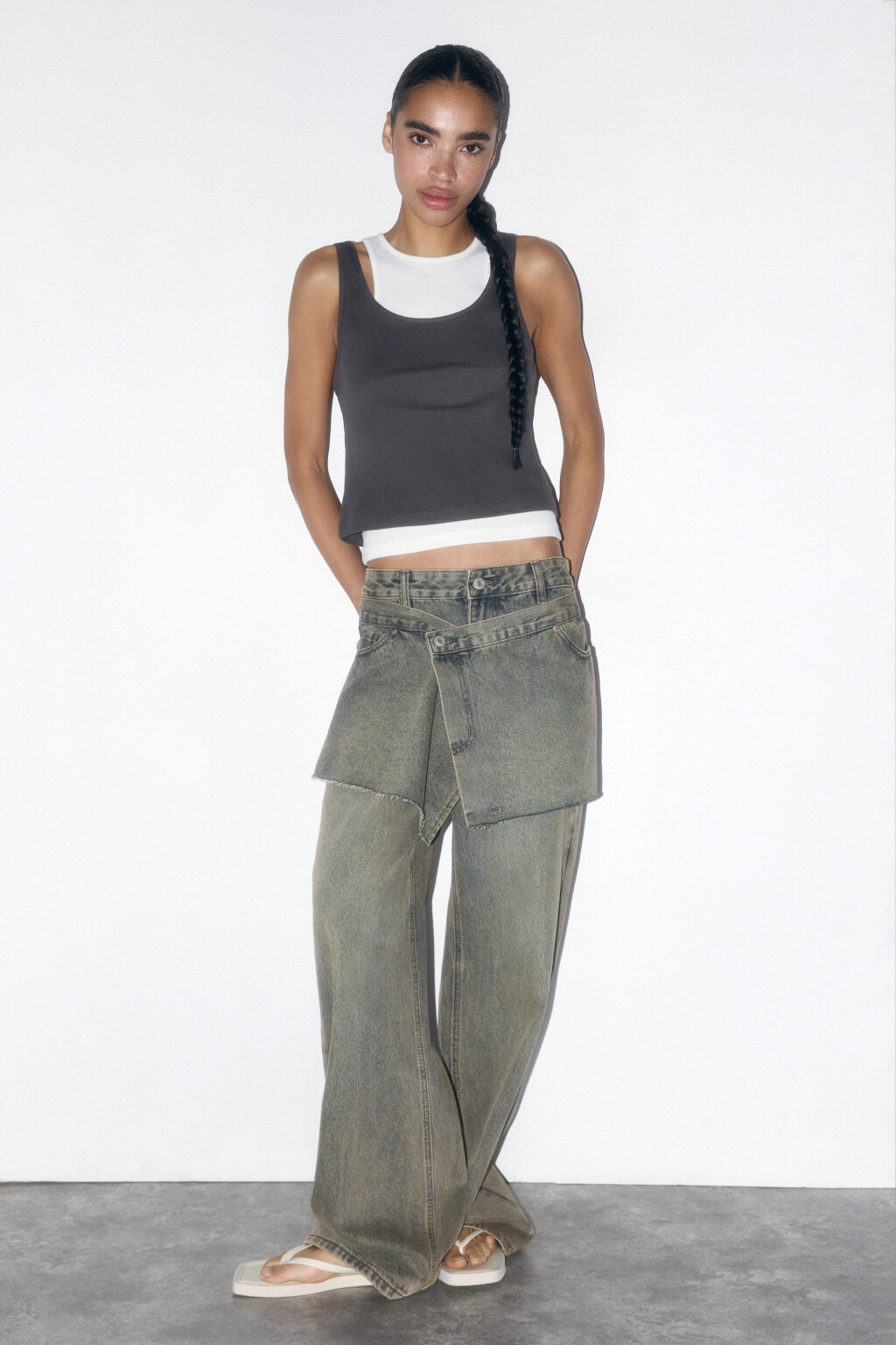 Майка хлопковая двуслойная в рубчик - цвет серый - 5