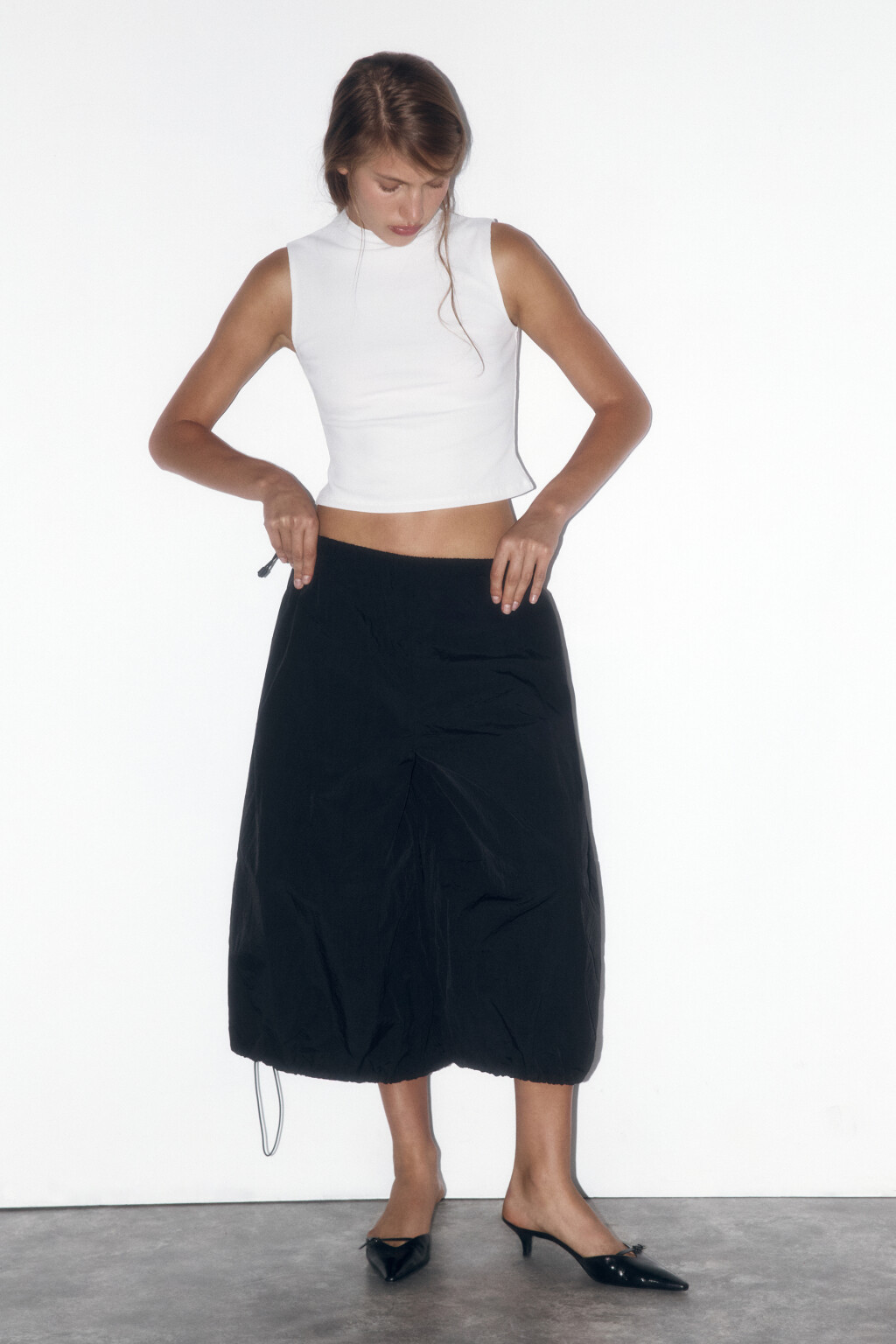 Блузка-топ облегающая в рубчик без рукавов - цвет молочный - 5