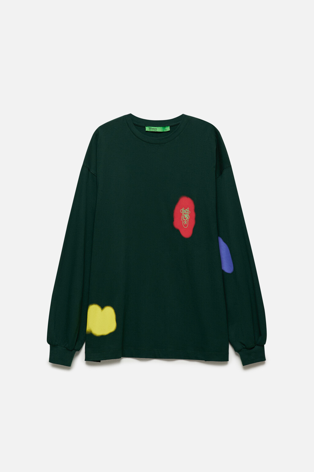 Лонгслив унисекс с принтом и надписями - цвет зеленый - 11