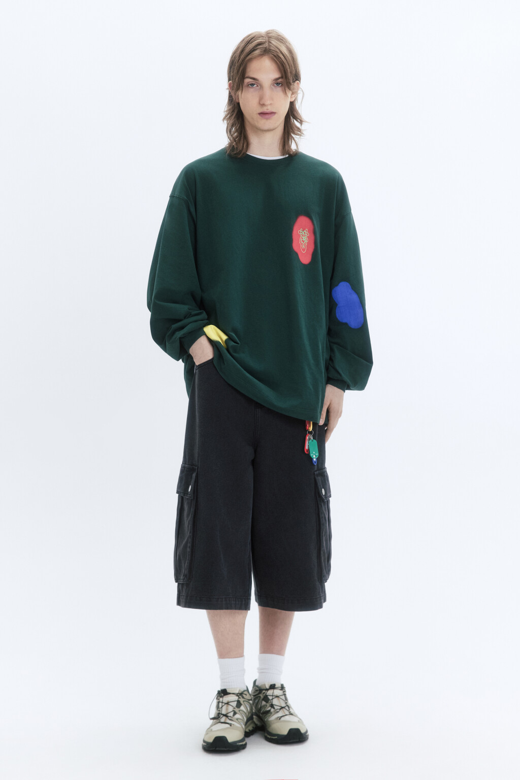 Лонгслив унисекс с принтом и надписями - цвет зеленый - 6