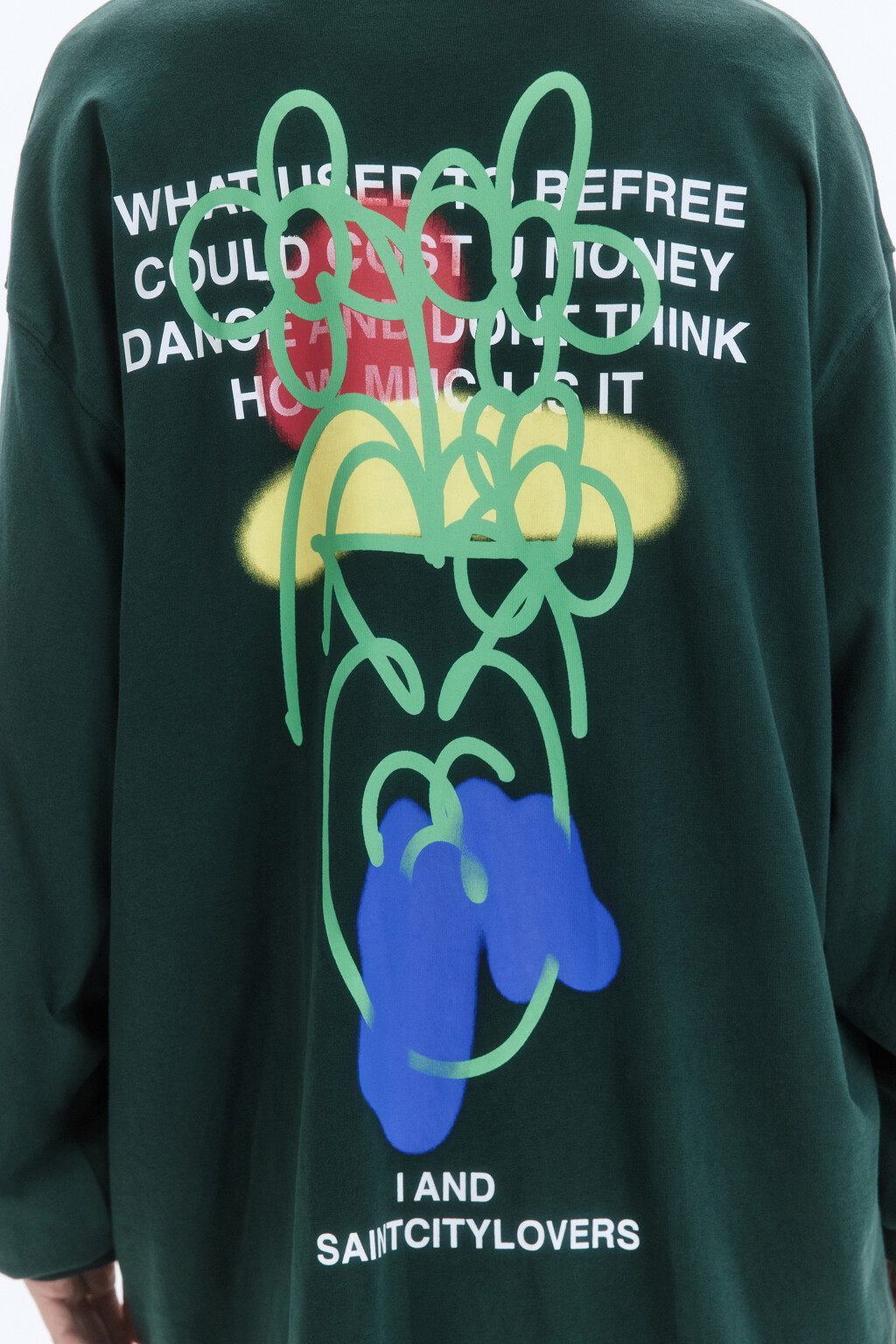 Лонгслив унисекс с принтом и надписями - цвет зеленый - 9