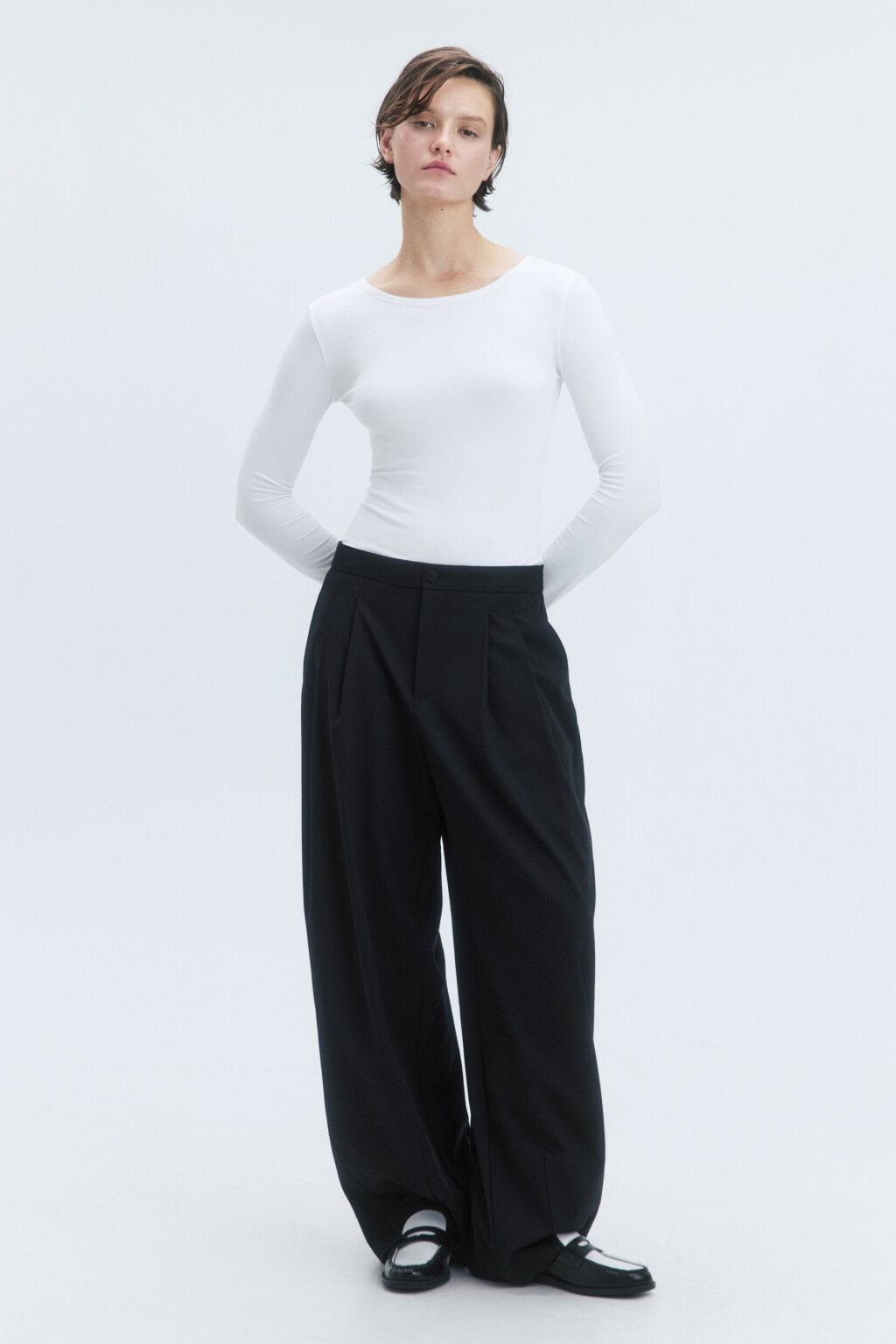 Боди-лонгслив вискозный из гладкого трикотажа - цвет белый - 5