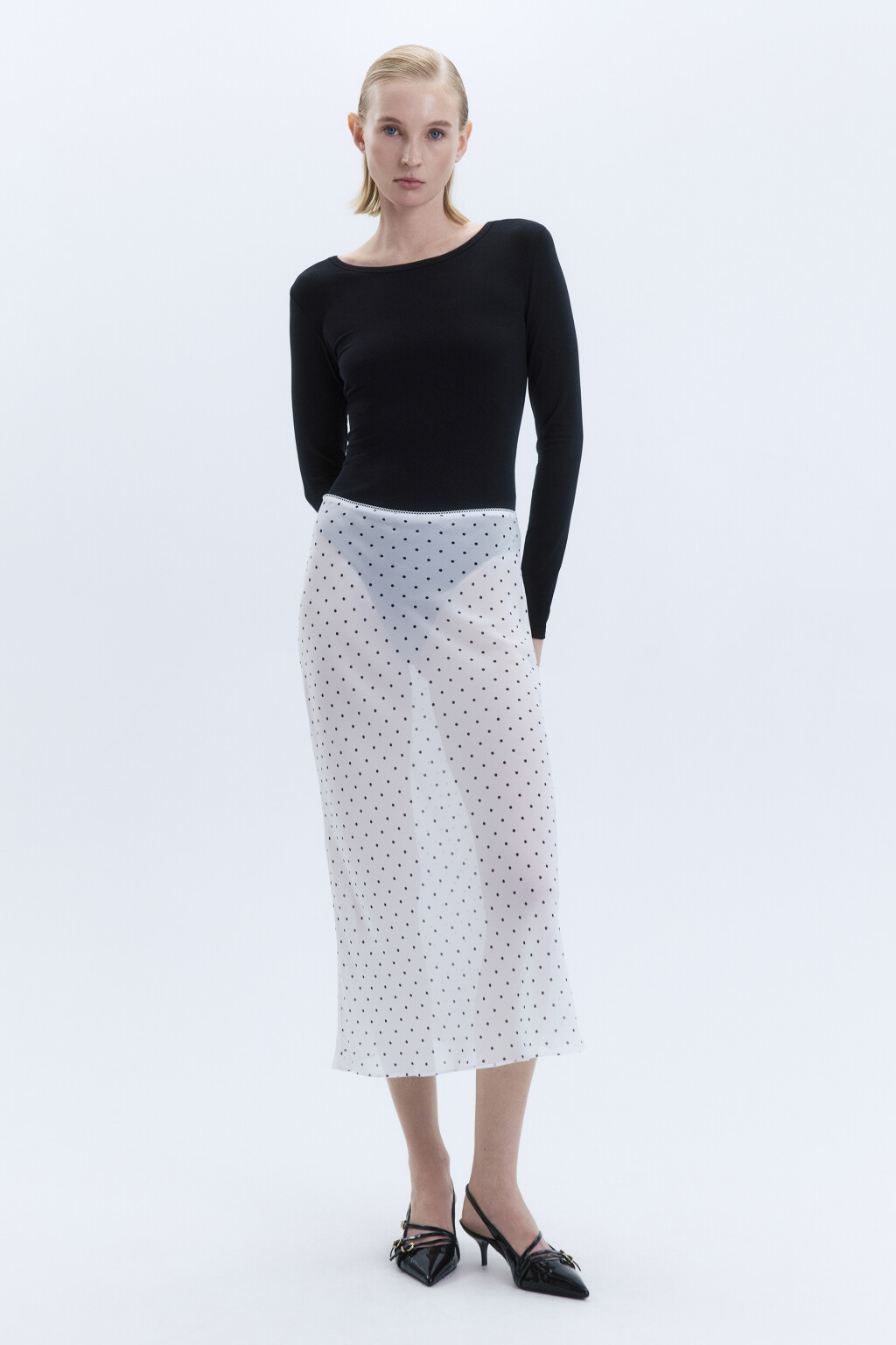 Боди-лонгслив вискозный из гладкого трикотажа - цвет черный - 5