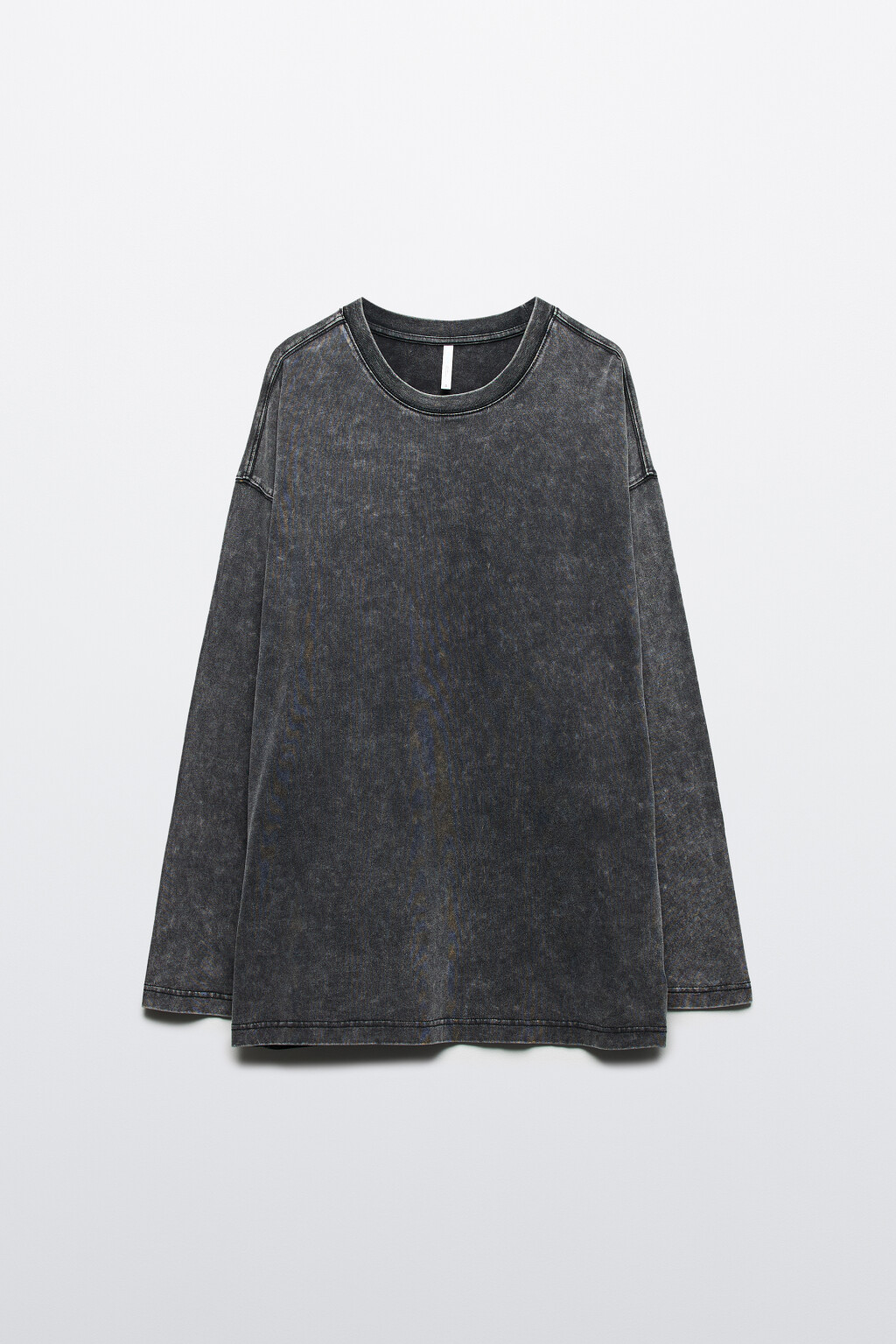 Лонгслив oversize хлопковый с вареным эффектом - цвет серый - 8