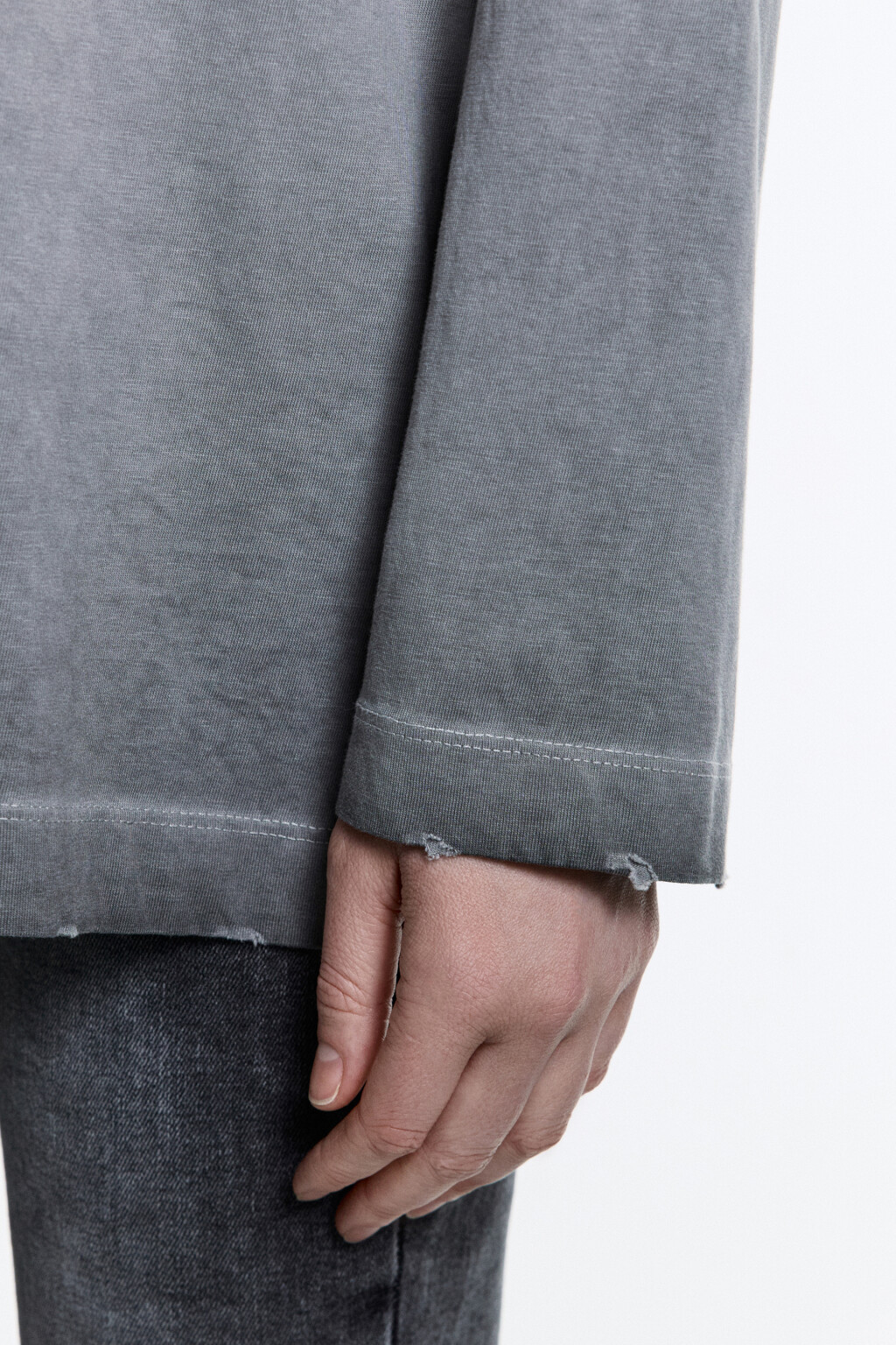 Лонгслив oversize с вареным эффектом - цвет серый - 6