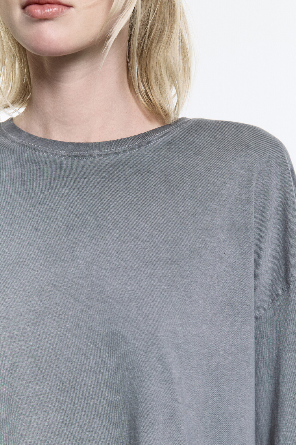 Лонгслив oversize с вареным эффектом - цвет серый - 7