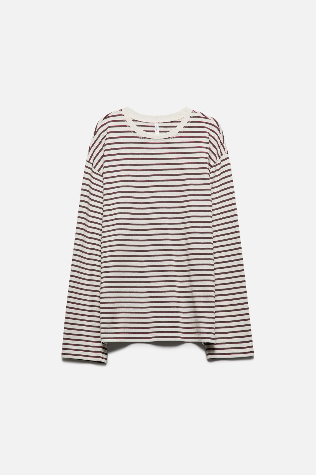 Лонгслив свободный хлопковый в полоску - цвет бежевый - 8