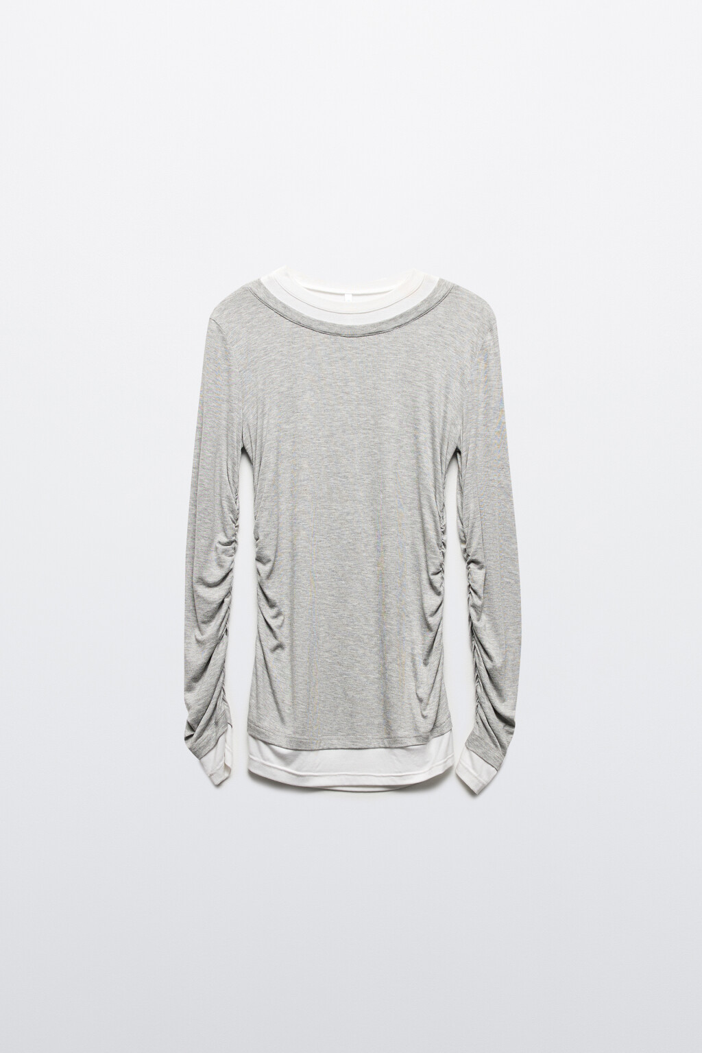 Лонгслив из бамбука с имитацией второго слоя - цвет серый - 9