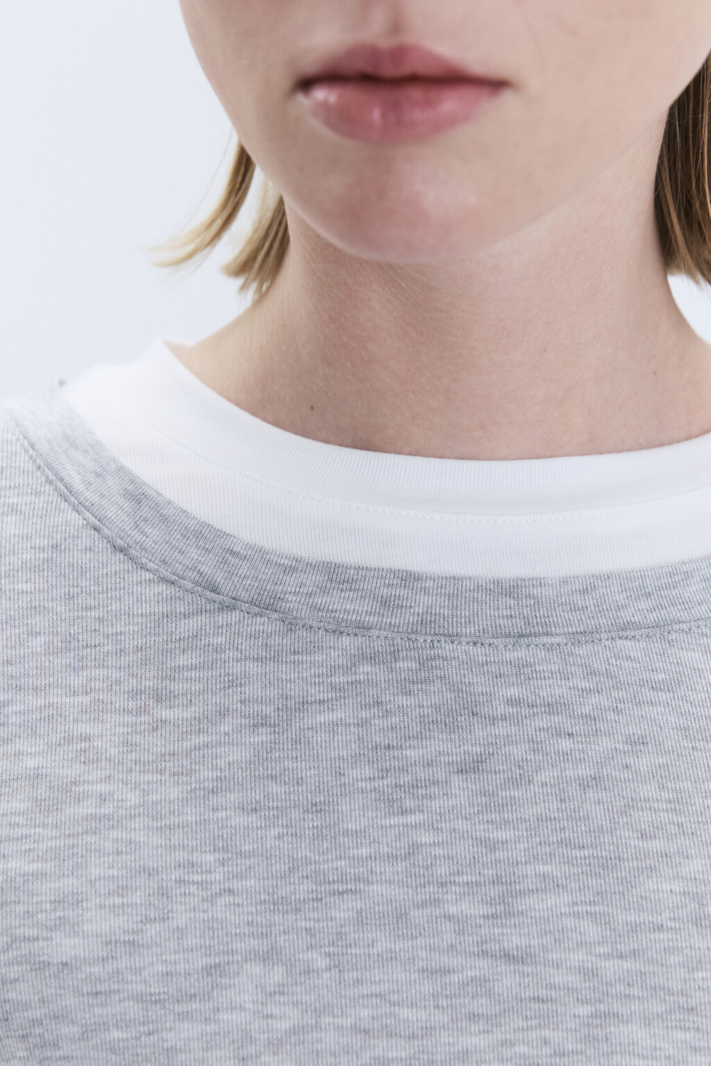 Лонгслив из бамбука с имитацией второго слоя - цвет серый - 7