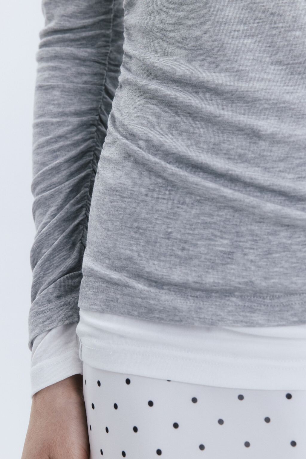 Лонгслив из бамбука с имитацией второго слоя - цвет серый - 8