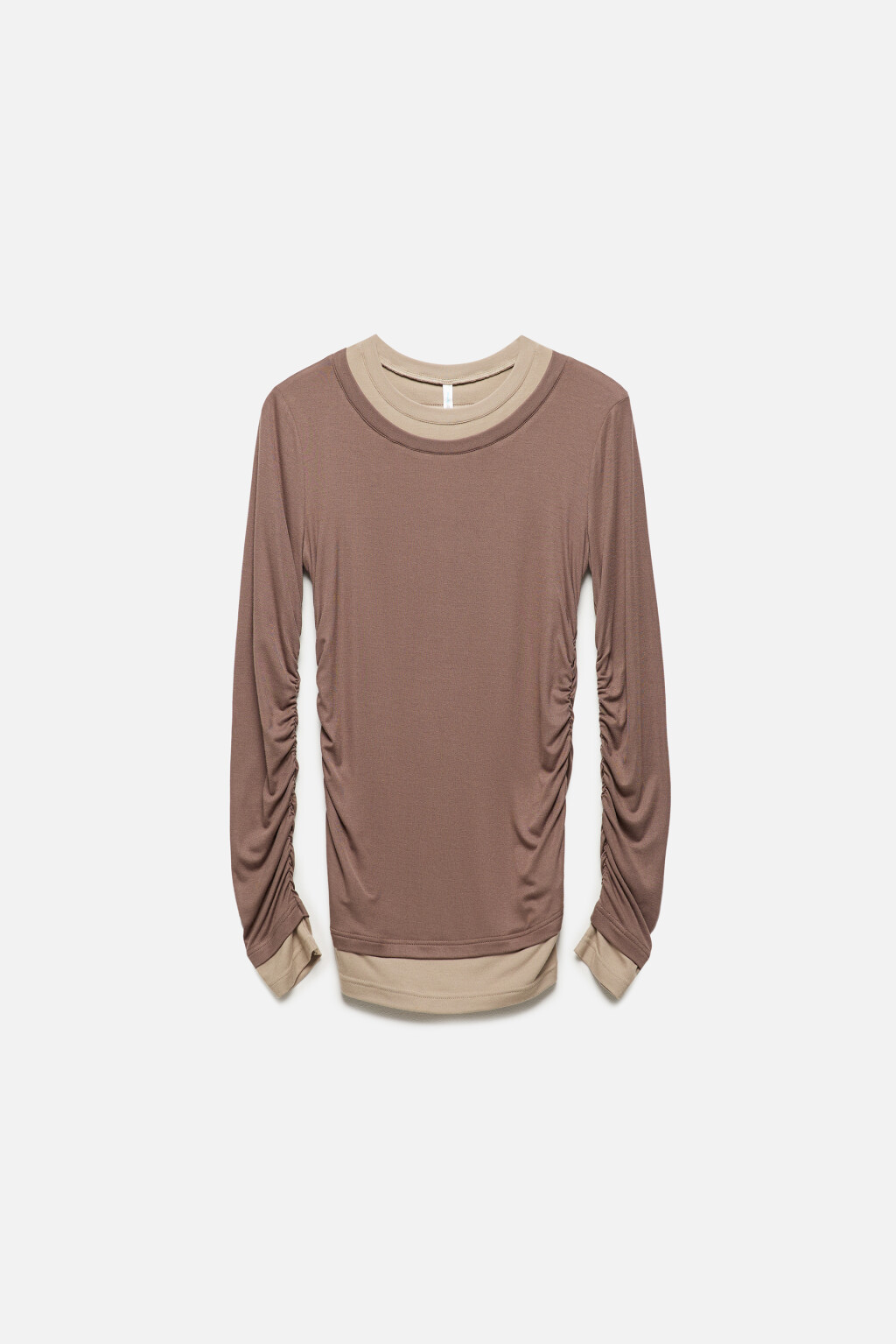 Лонгслив из бамбука с имитацией второго слоя - цвет бежевый - 10