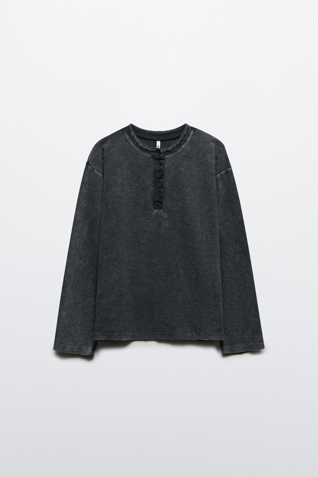 Лонгслив свободный с вареным эффектом - цвет черный - 7