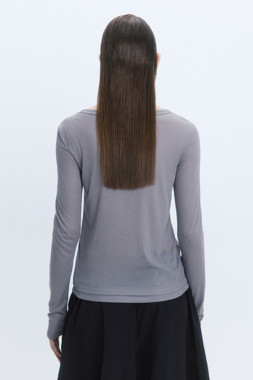 Лонгслив приталенный из тонкого трикотажа - цвет серый - 4